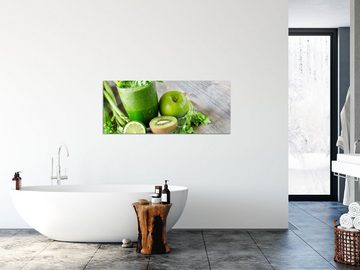 Pixxprint Glasbild BIO Smoothie Apfel Limette Kiwi, BIO Smoothie Apfel Limette Kiwi (1 St), Glasbild aus Echtglas, inkl. Aufhängungen und Abstandshalter