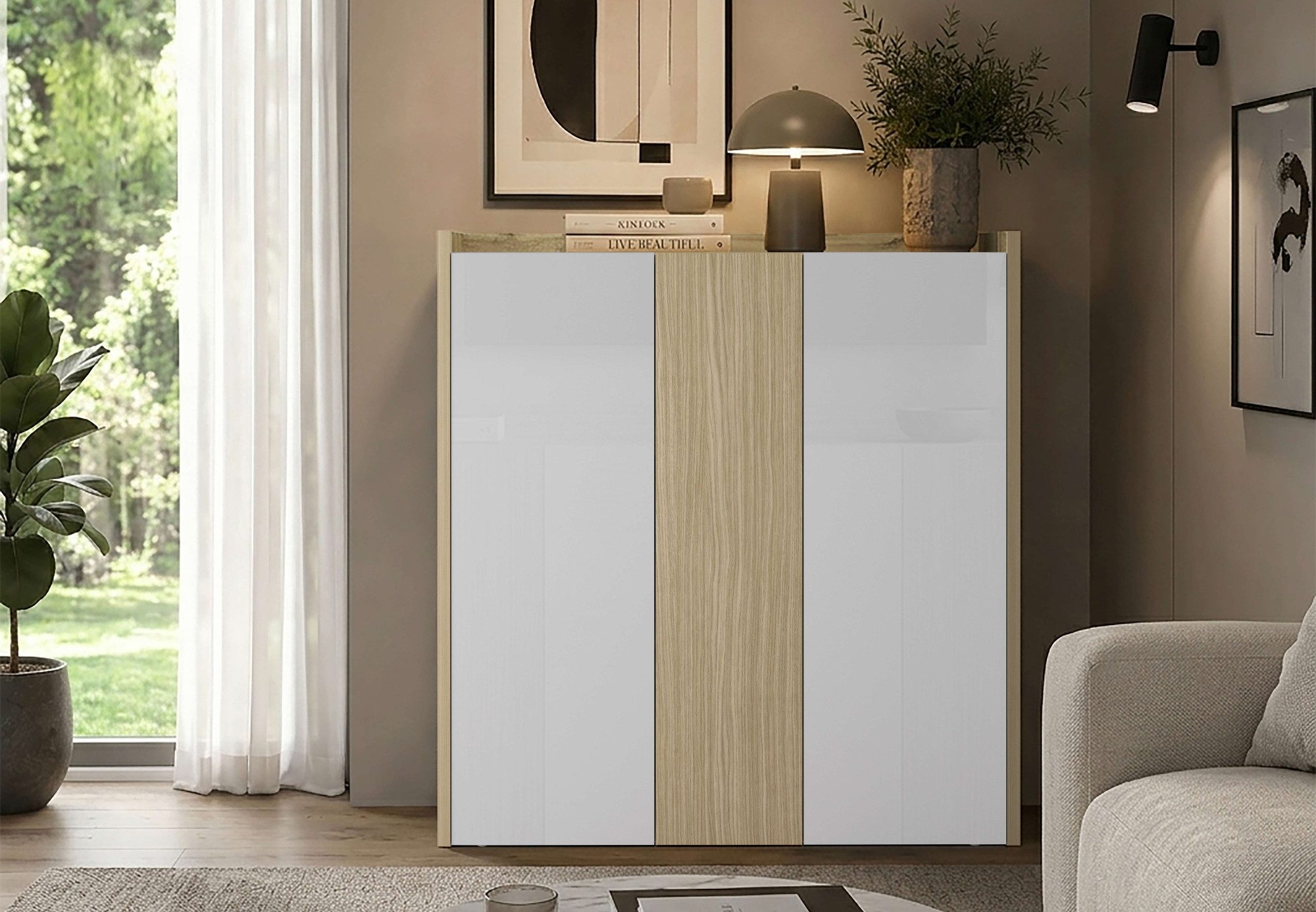 OTTO home Highboard Highboard ALTEA, Kommode, Schrank, Kredenz (1 St), Mit 3 Drehtüren, 6 Innenfächern, B.112,5 cm