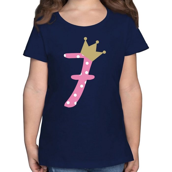 Shirtracer T-Shirt Sieben Krone Mädchen Siebter - 7. Geburtstag - Mädchen Kinder T-Shirt birthday girl tshirt - shirt mit zahl kinder