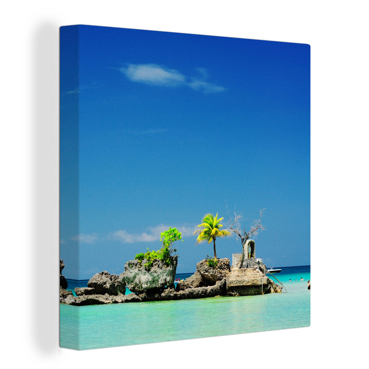 OneMillionCanvasses® Leinwandbild Klares blaues Wasser vor der Insel Boracay, (1 St), Leinwand Bilder für Wohnzimmer Schlafzimmer