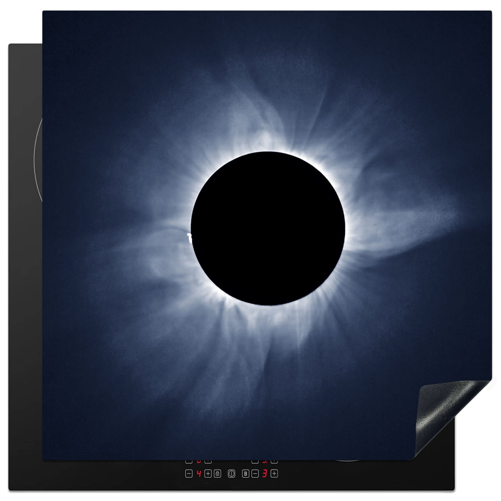 MuchoWow Herdblende-/Abdeckplatte Sonnenfinsternis vor blauem Himmel, Vinyl, (1 tlg), 78x78 cm, Ceranfeldabdeckung, Arbeitsplatte für küche