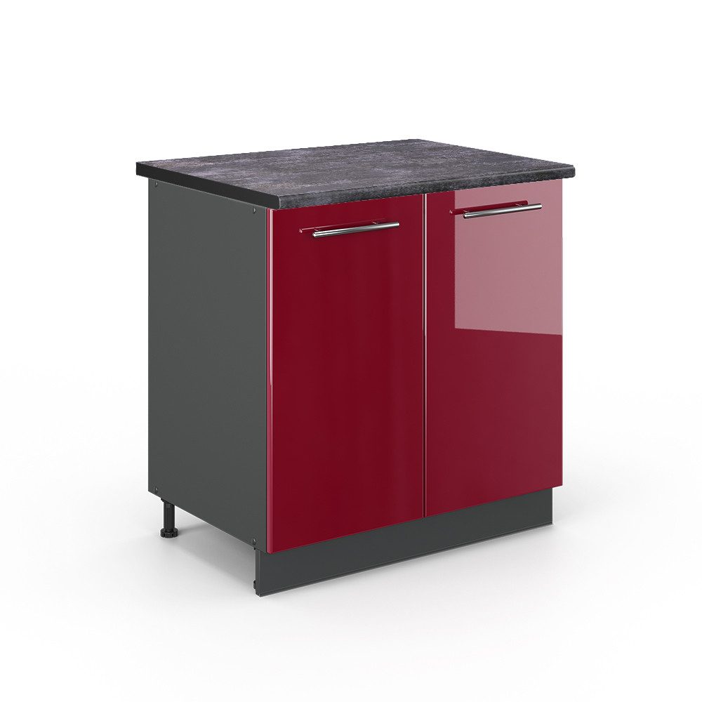 Vicco Spülenunterschrank Fame-Line, Bordeaux Hochglanz/Anthrazit, 80 günstig online kaufen