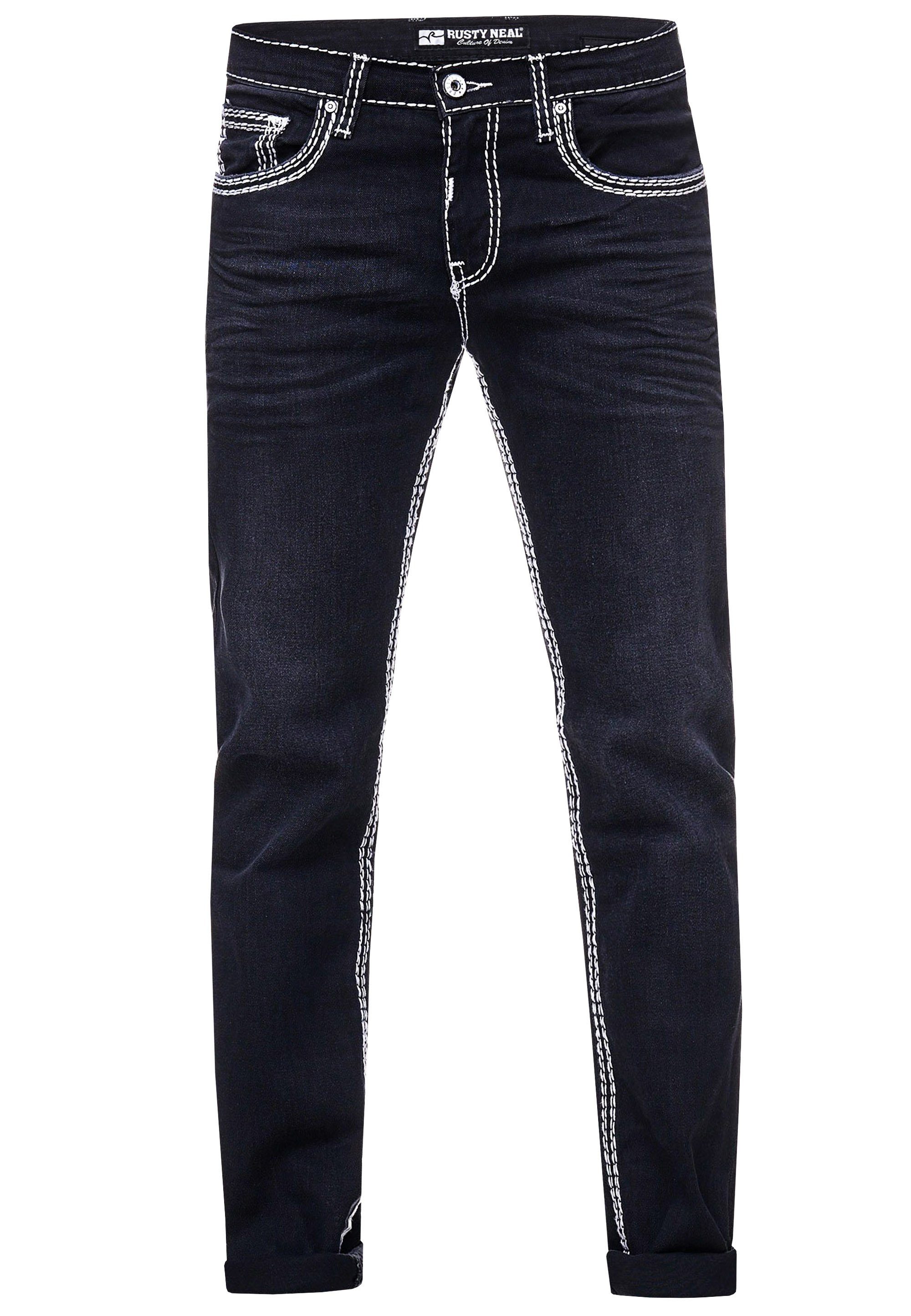 Rusty Neal Straight-Jeans LEVIN 7 mit trendigen Kontrastnähten