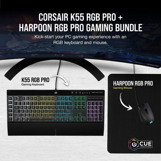 Corsair »K55 RGB PRO + HARPOON RGB PRO Gaming-Bundle (DE)« Tastatur- und Maus-Set