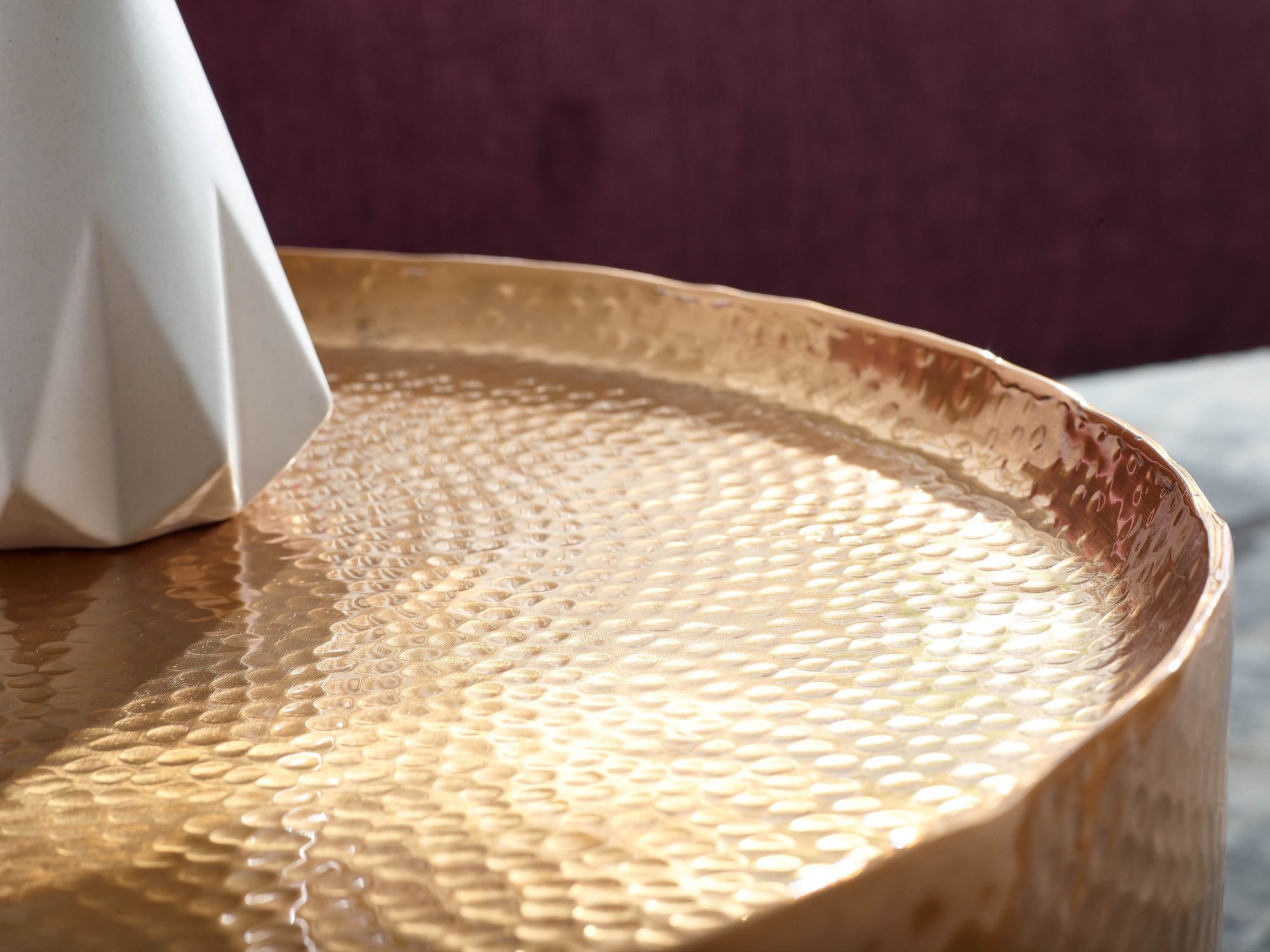 Wohnling Couchtisch WL6.454 Metall 60x60x35 cm Wohnzimmertisch Sofatisch Rund Tisch Gol (Aluminium Gold 60x60x35 cm, Sofatisch Hammerschlag), Wohnzimmertisch Rund, Kaffeetisch Orientalisch