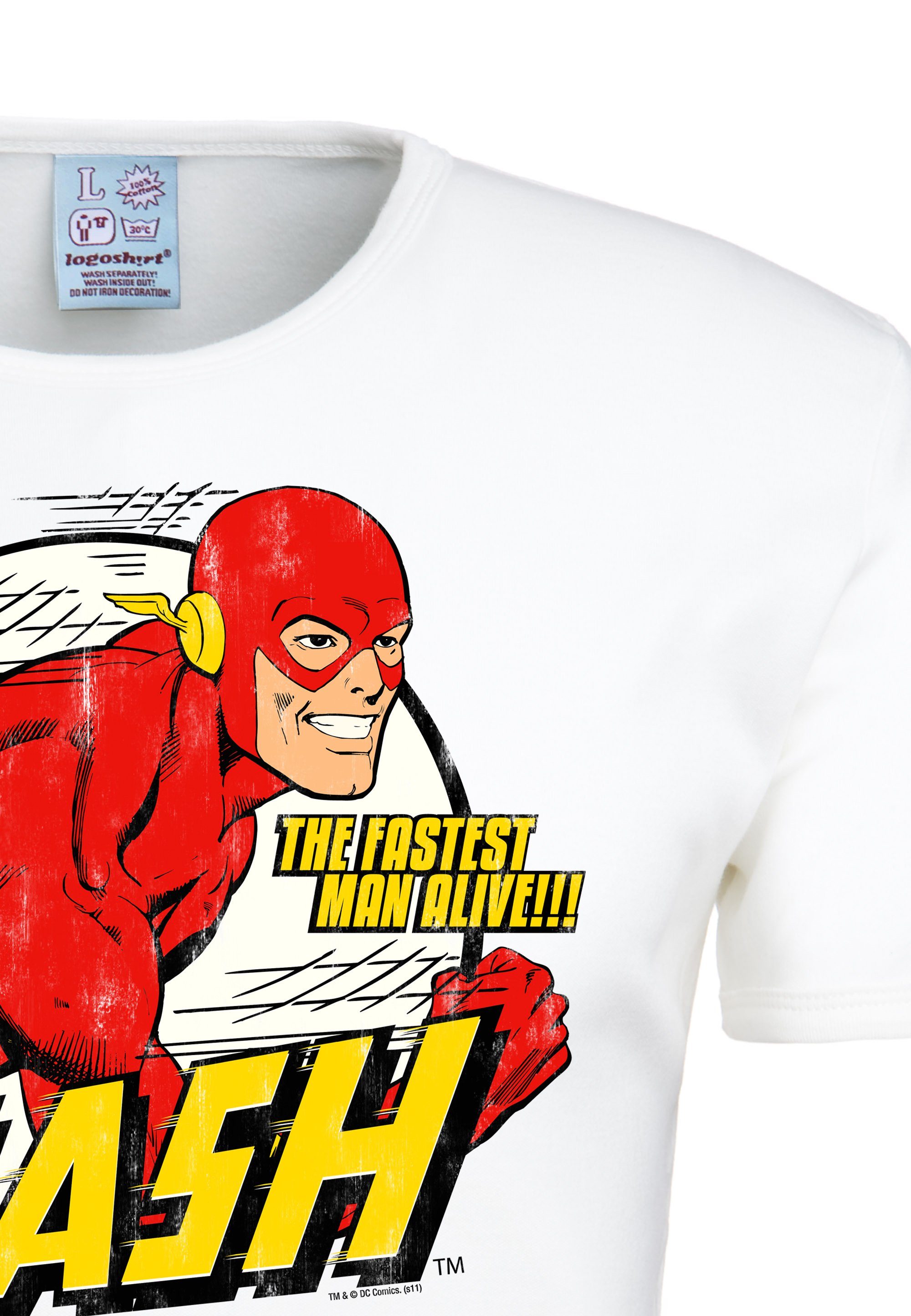 LOGOSHIRT T-Shirt The Alive mit Fastest Man altweiß Flash-Print The tollem