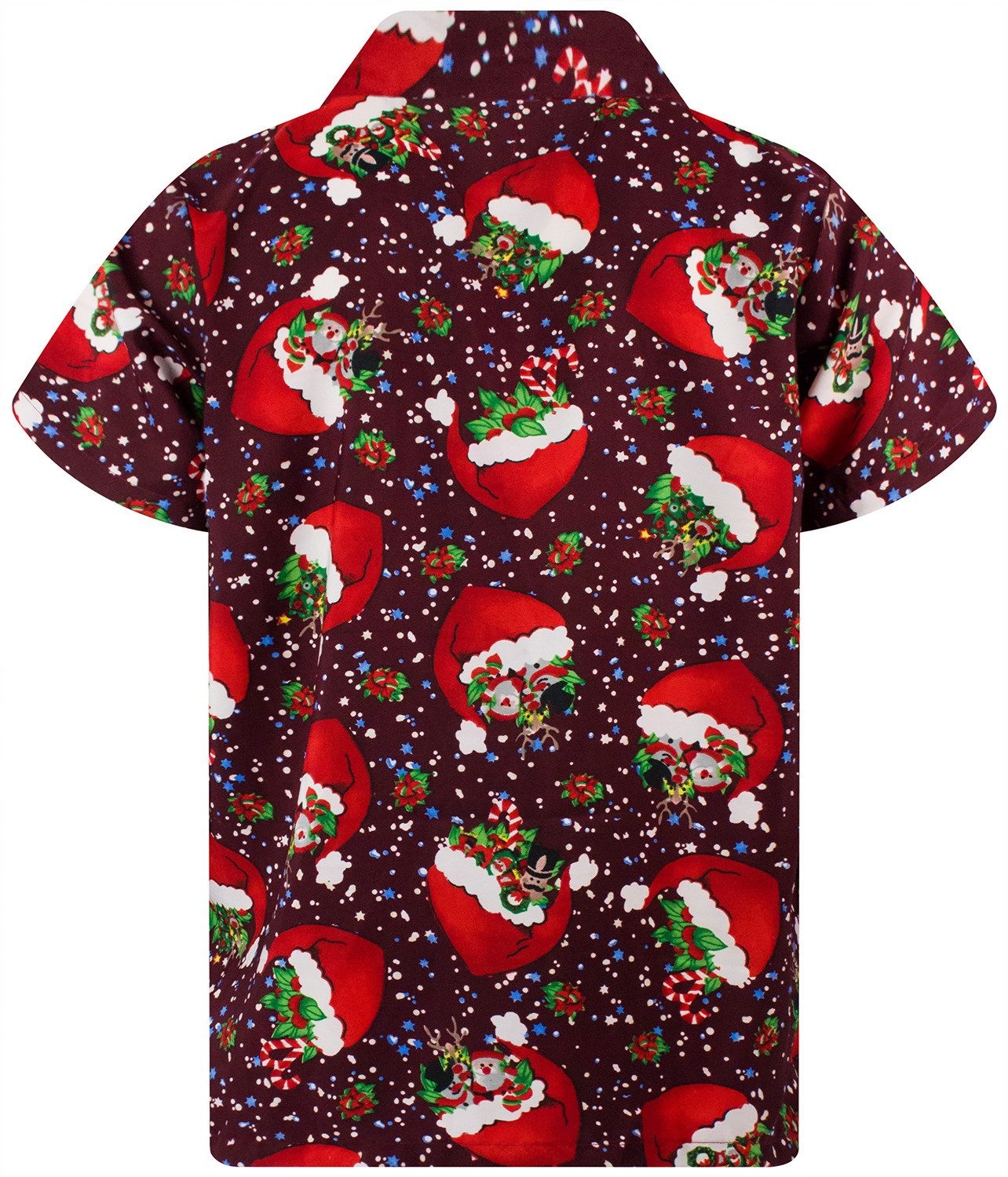 King Kameha Hawaiihemd Christmas Flying Hats Funky Hawaii-Hemd Kurzarm Front-Tasche Unisex