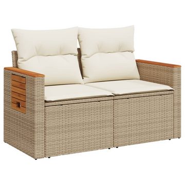 vidaXL Loungesofa Gartensofa mit Kissen 2-Sitzer Beige Poly Rattan