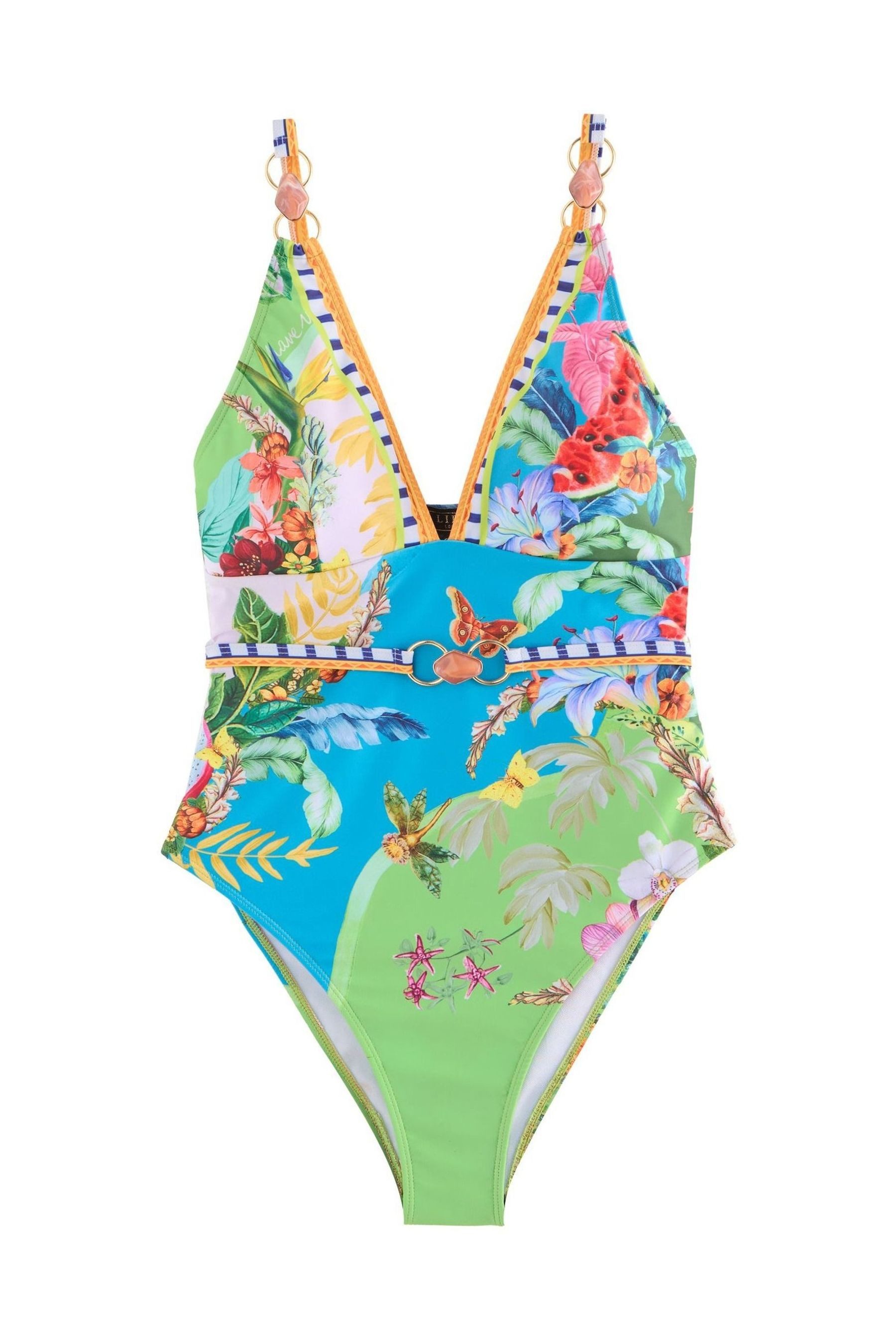Lipsy Badeanzug Lipsy Badeanzug mit Trägern und Tropen-Print (1-St)