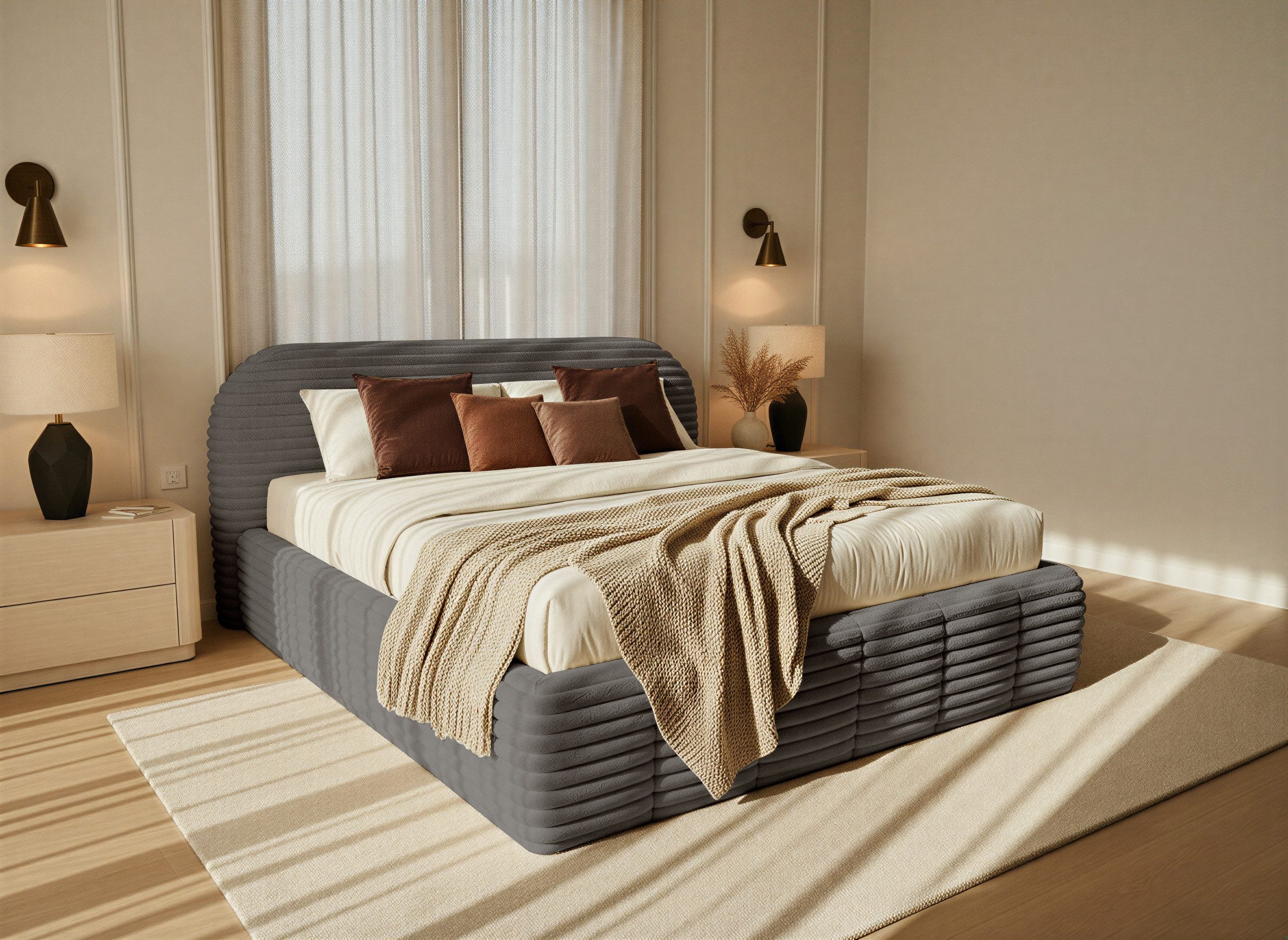 yourhouse24 Polsterbett Orlando Slim Cord mit Stauraum (2 Bettseiten), Hausbett, inkl. Bettkasten, in 4 Größen und 4 Farben