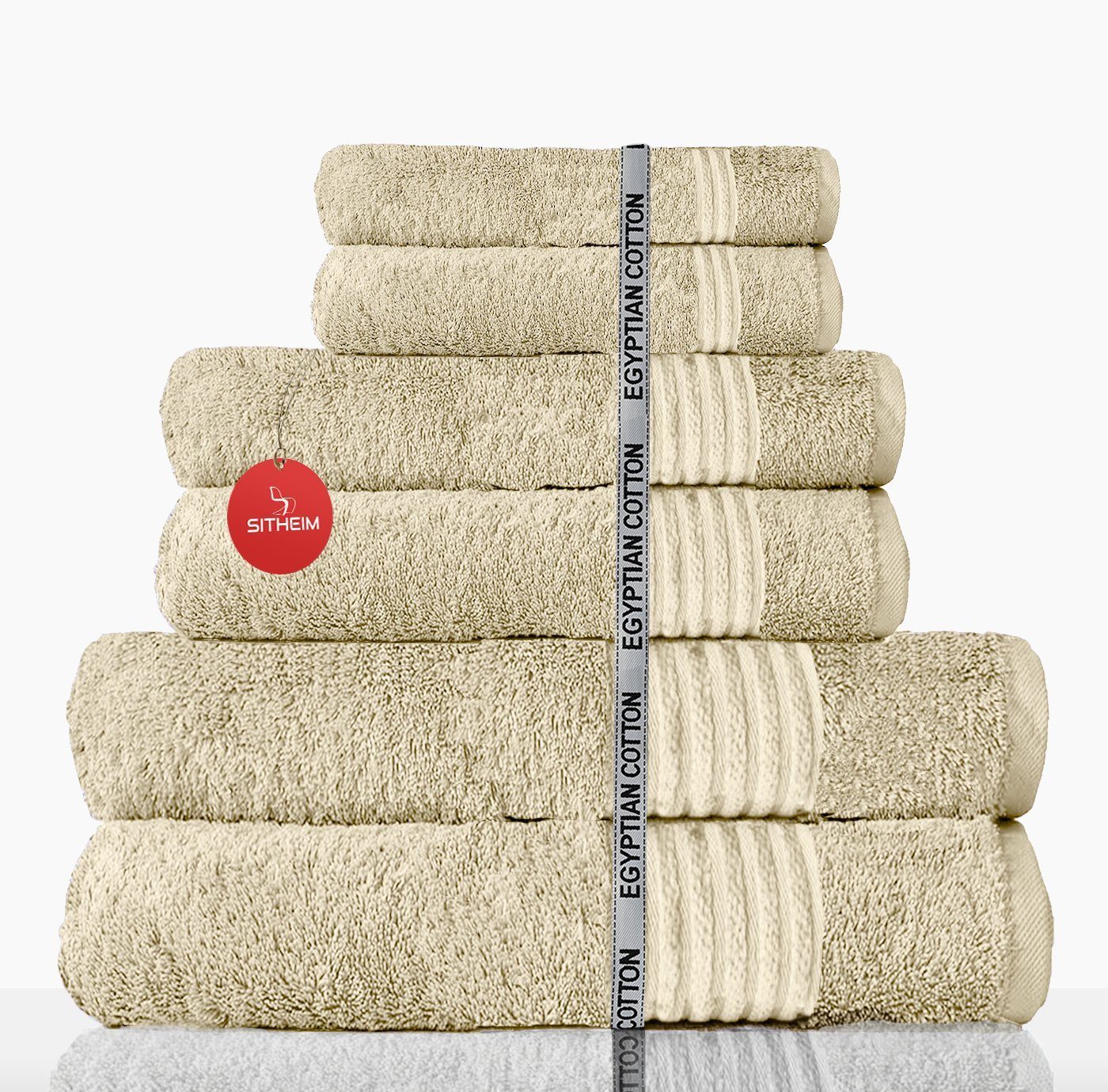 Sitheim-Europe Handtuch Set NEFERTITI Handtücher aus 100% ägyptischer Baumwolle 6-teiliges, ägyptische Baumwolle, (6-tlg), 100% premium ägyptische Baumwolle Creme