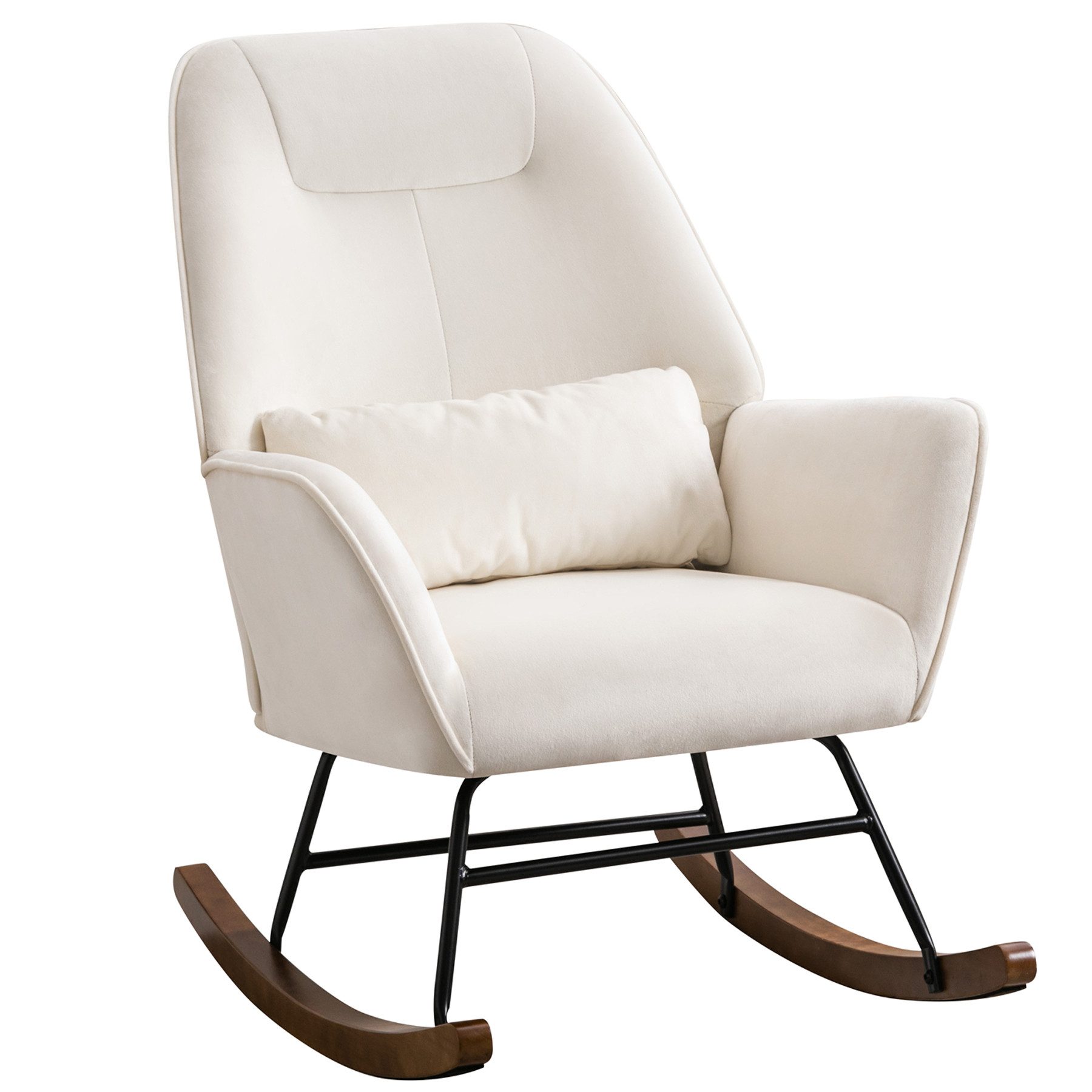 HomeMiYN Schaukelstuhl Schaukelstuhl Wohnzimmer Samt Schaukelsessel Lendenkissen Relaxsessel, schaukelstuhl stillen,Stillsessel