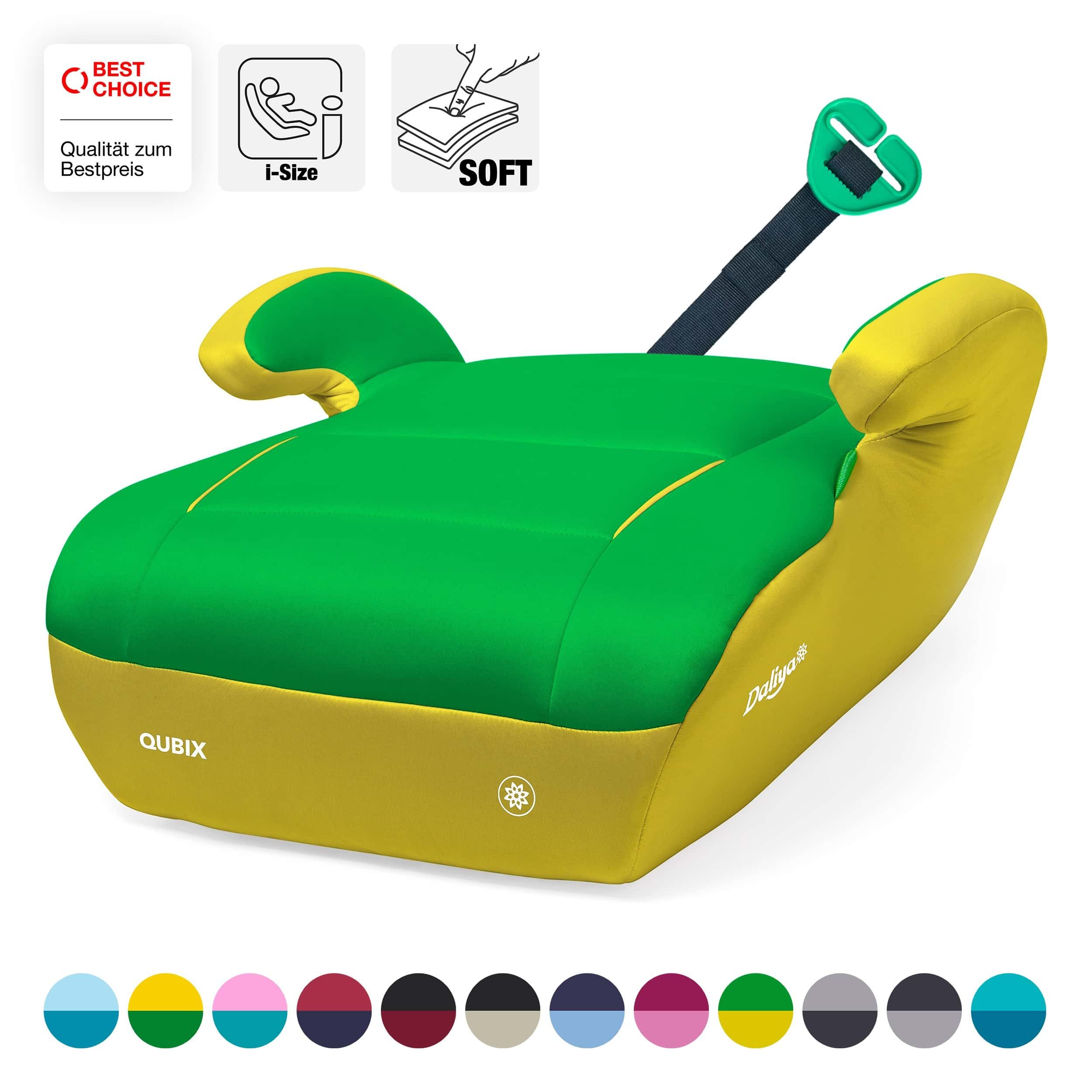 Daliya® Kindersitzerhöhung QUBIX I-Size Sitzerhöhung, Kindersitzerhöhung, Kindersitz, ab: ab 6 Jahre oder 125cm Körpergröße, bis: bis 12 Jahre oder 150cm Körpergröße, ab: 125 cm, bis: 150 cm, (Packung, 1-tlg), I-Size, Gurtfix, ergonomisch, weich, waschbar