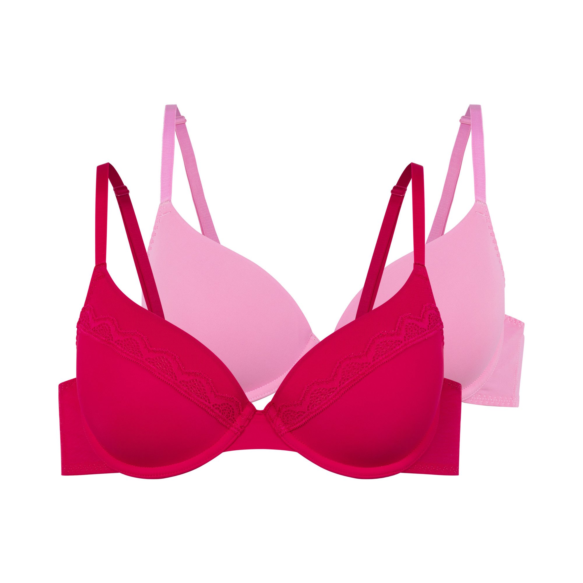 Dorina Bügel-BH Jana (Valentine) (2er Pack) leicht gepolstert, vorgeformte Cups, Spitzendetails, elastisch