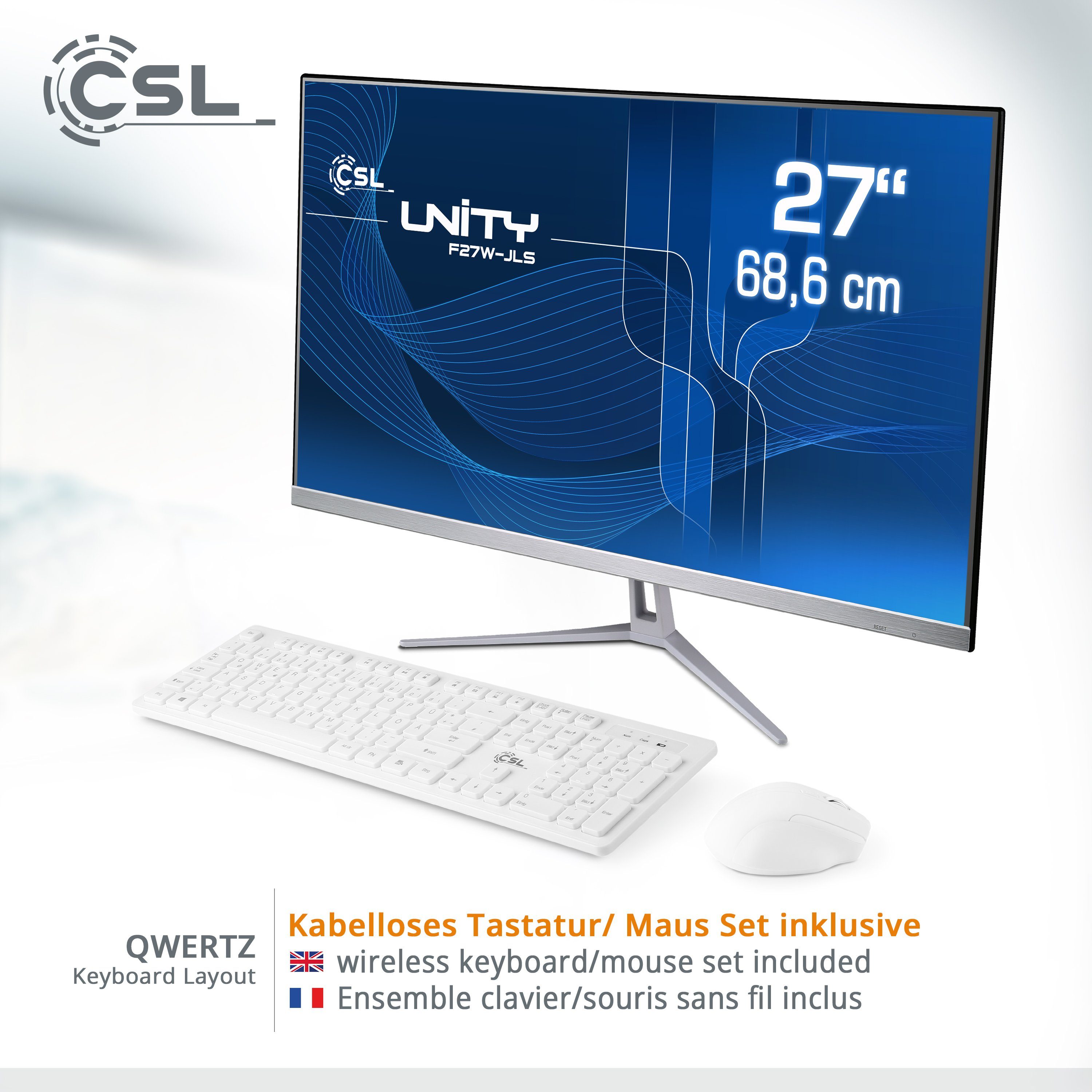 CSL Unity F27-JLS 256 GB PC 16 SSD, RAM, GB passiver Intel® Graphics, weiß (27 Celeron Zoll, N5100, UHD Intel® CPU-Kühler)
