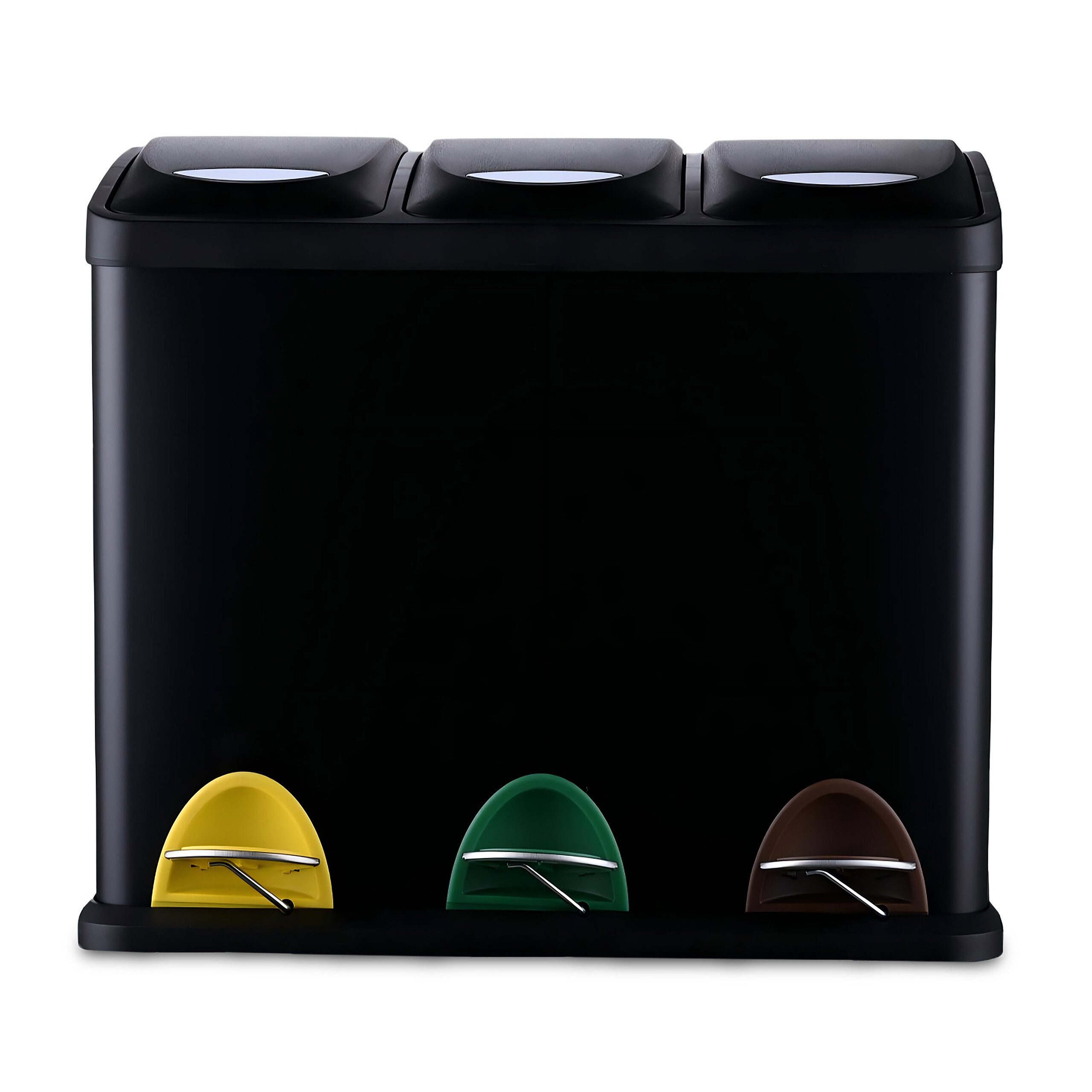 relaxdays Mülleimer für Küche 3 x 8 l, schwarz