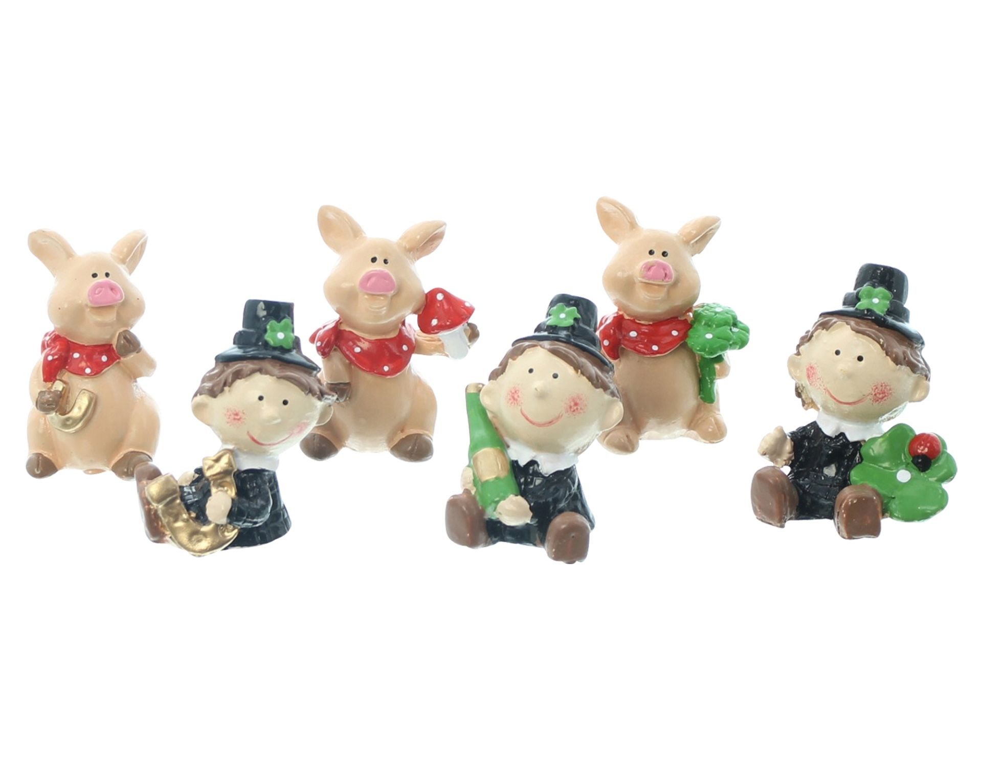 Home-trends24.de Dekofigur Glücksbringer Schornsteinfeger Figur 6er-Set Geburtstag Silvester (6 St)