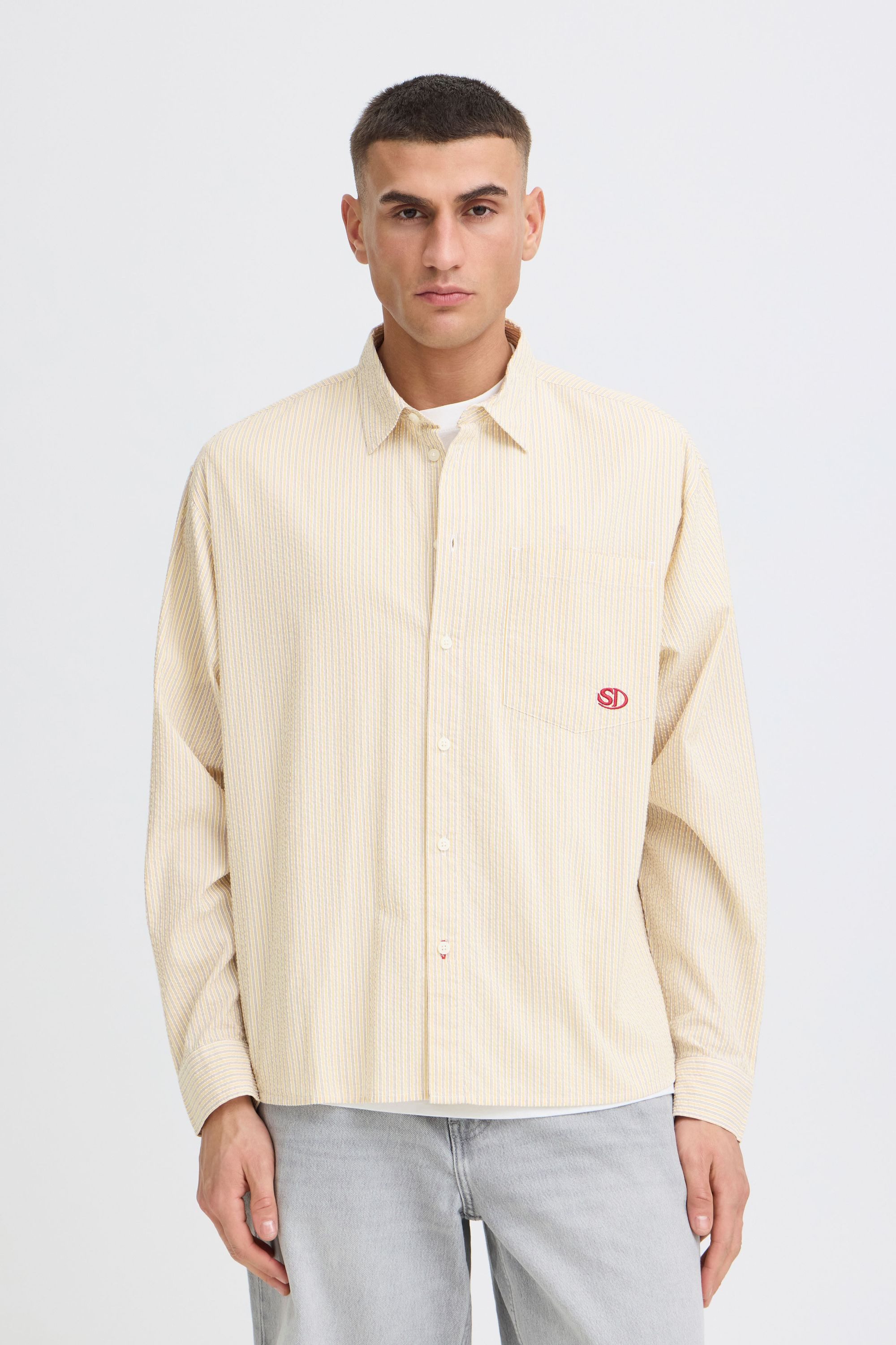 !Solid Langarmhemd SDUmstead Gestreiftes Langarmhemd - Loose Fit