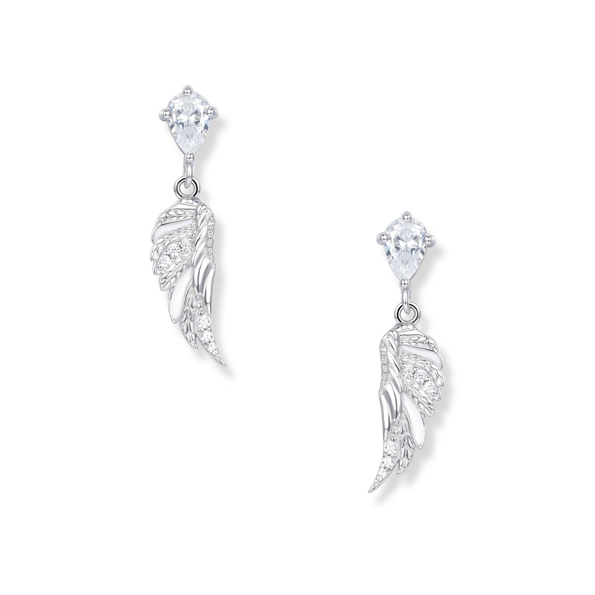 Seinerzeit FLORA & FAUNA Paar Ohrstecker Sofia Schwan Ohrringe, Material: 925 Sterling Silber, rhodiniert mit Emaille