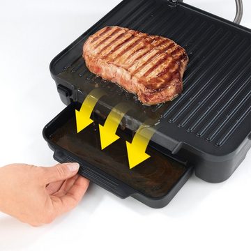 N8WERK Kontaktgrill Kontakt-Grill Elektrogrill fettarm Touch Display, 2000 W, Midnight Edition 6 Programme