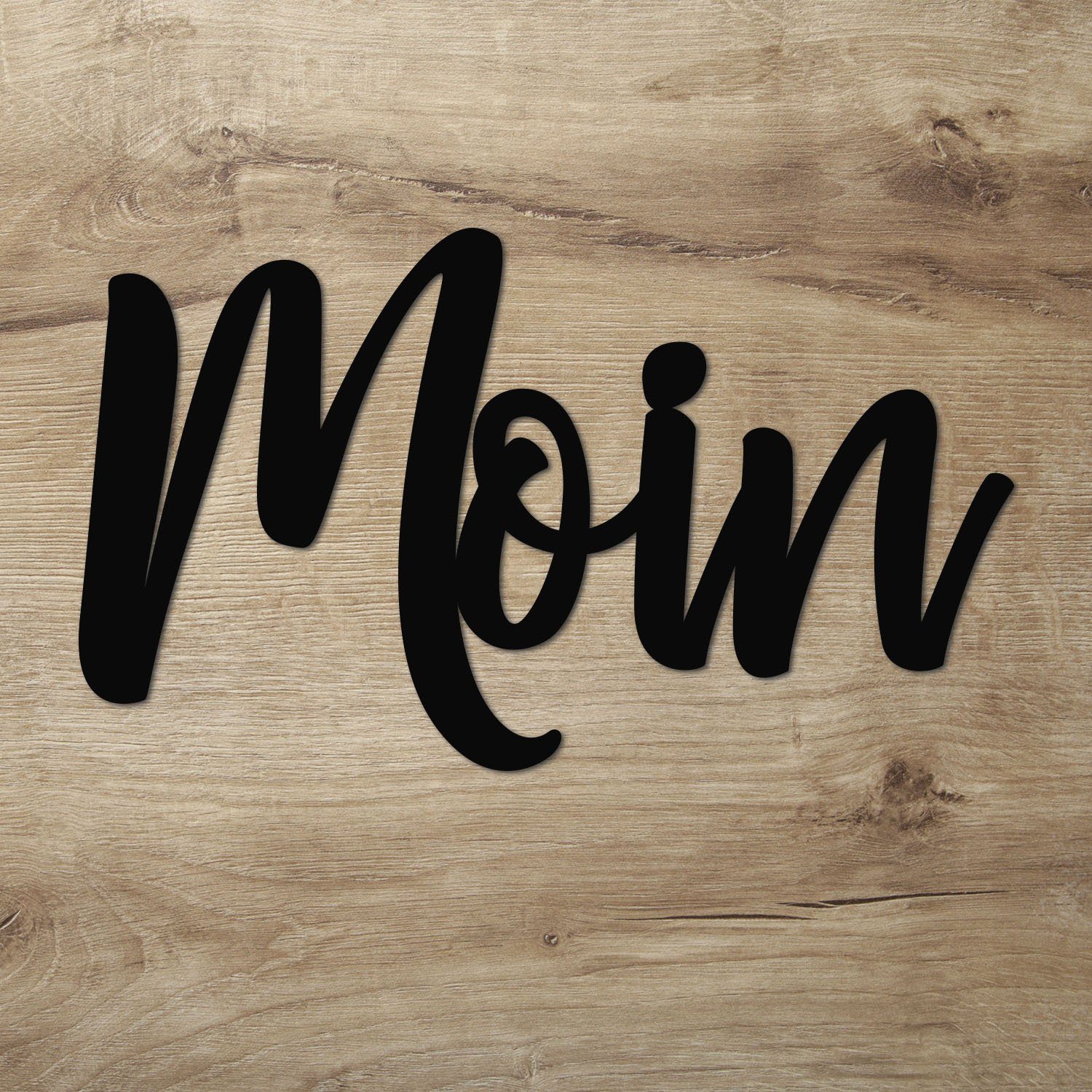 Namofactur Wanddekoobjekt Wandbild Schriftzug "Moin" Text aus Holz, Wandtattoo, Moderne Wandgestaltung, Wanddeko Collage, Wall Art