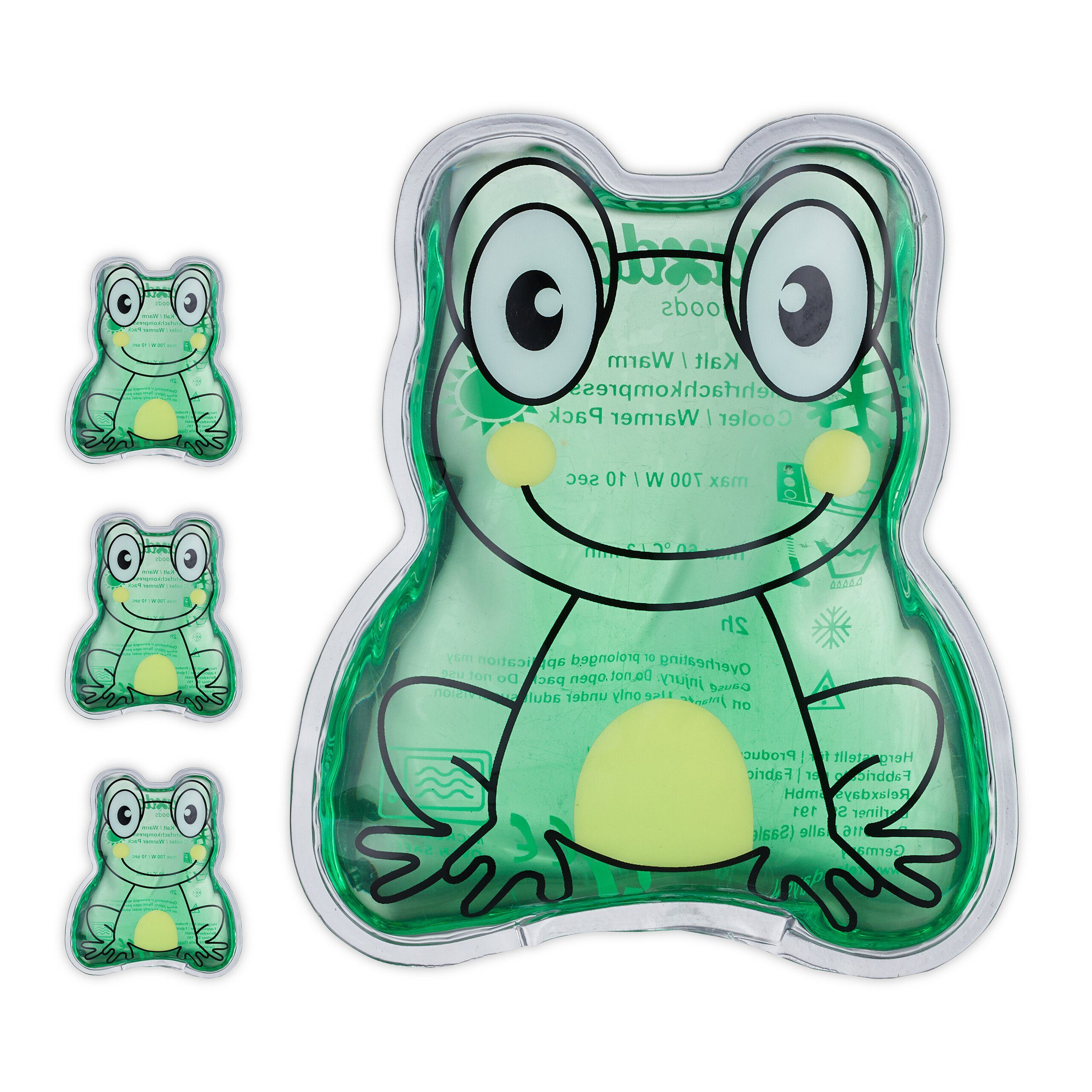 relaxdays Kühlpad Kühlpads Kinder 4er Set, 4-tlg., Frosch