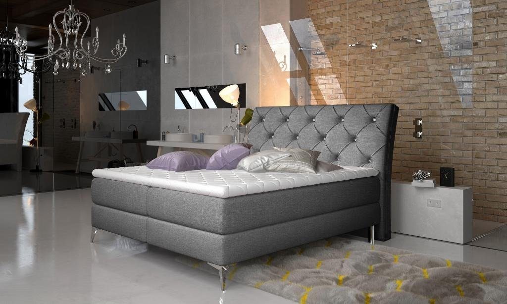Barock grau Design Modern Doppel Textil JVmoebel Bett Stil Bett Polster