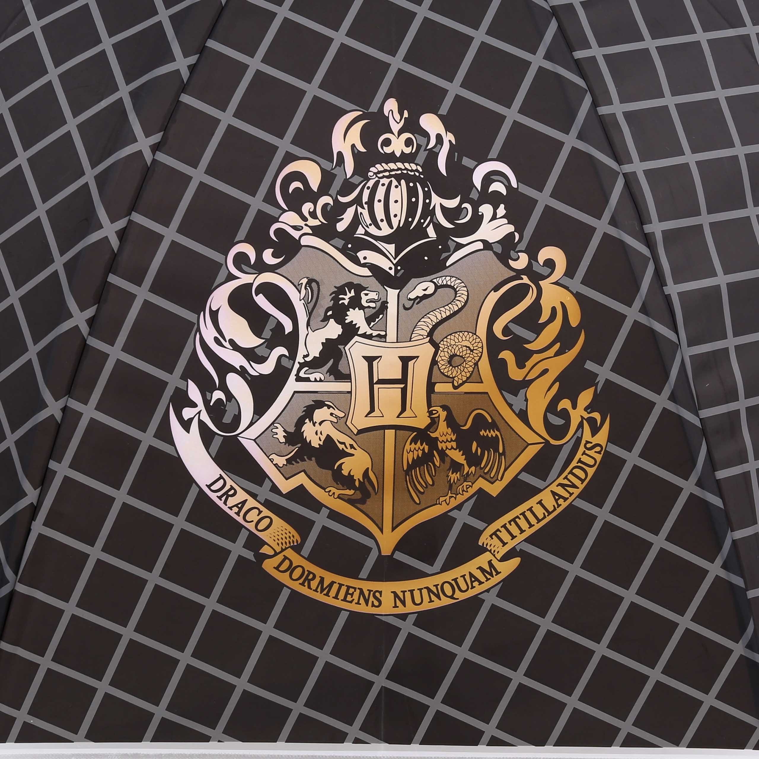 Sarcia.eu Taschenregenschirm Harry Potter Hogwarts Schwarzer klappbarer Automatikschirm, für Jungen