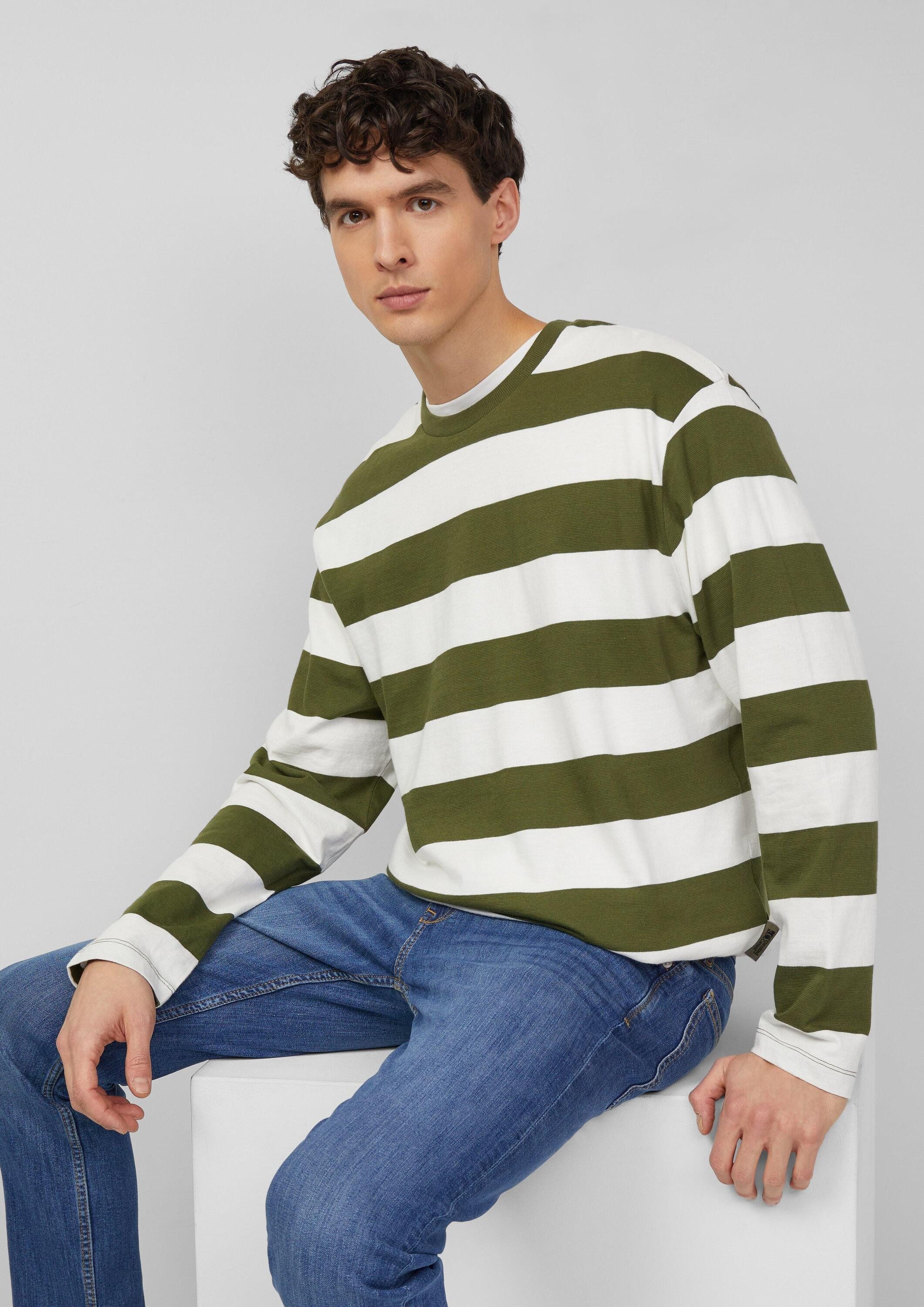 s.Oliver Langarmshirt T-Shirt Gestreiftes Langarmshirt aus Baumwolle im Modern Fit