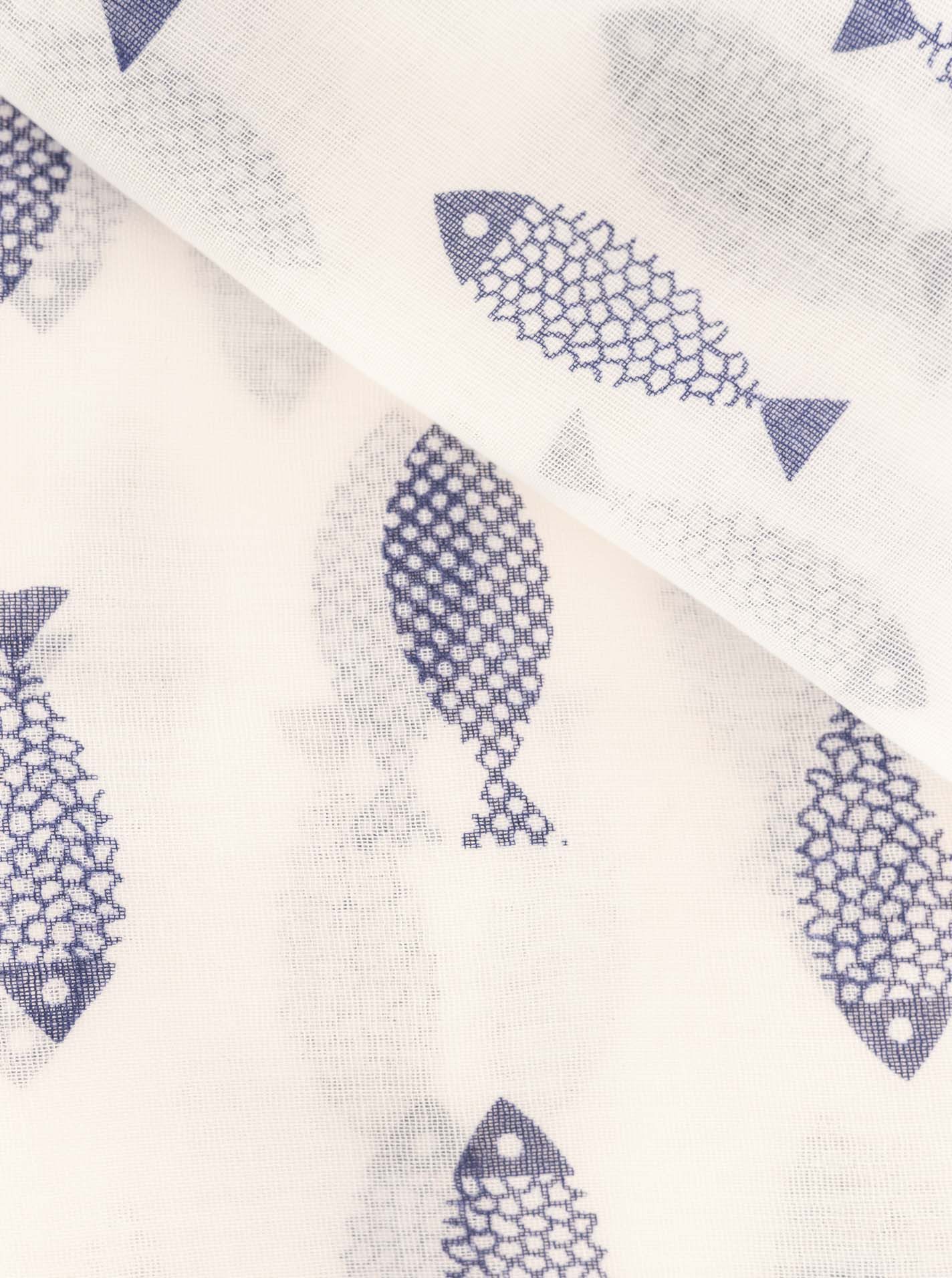 Zwillingsherz Schal "Fisch", Fischmotiv, leichter Stoff, maritimer Look