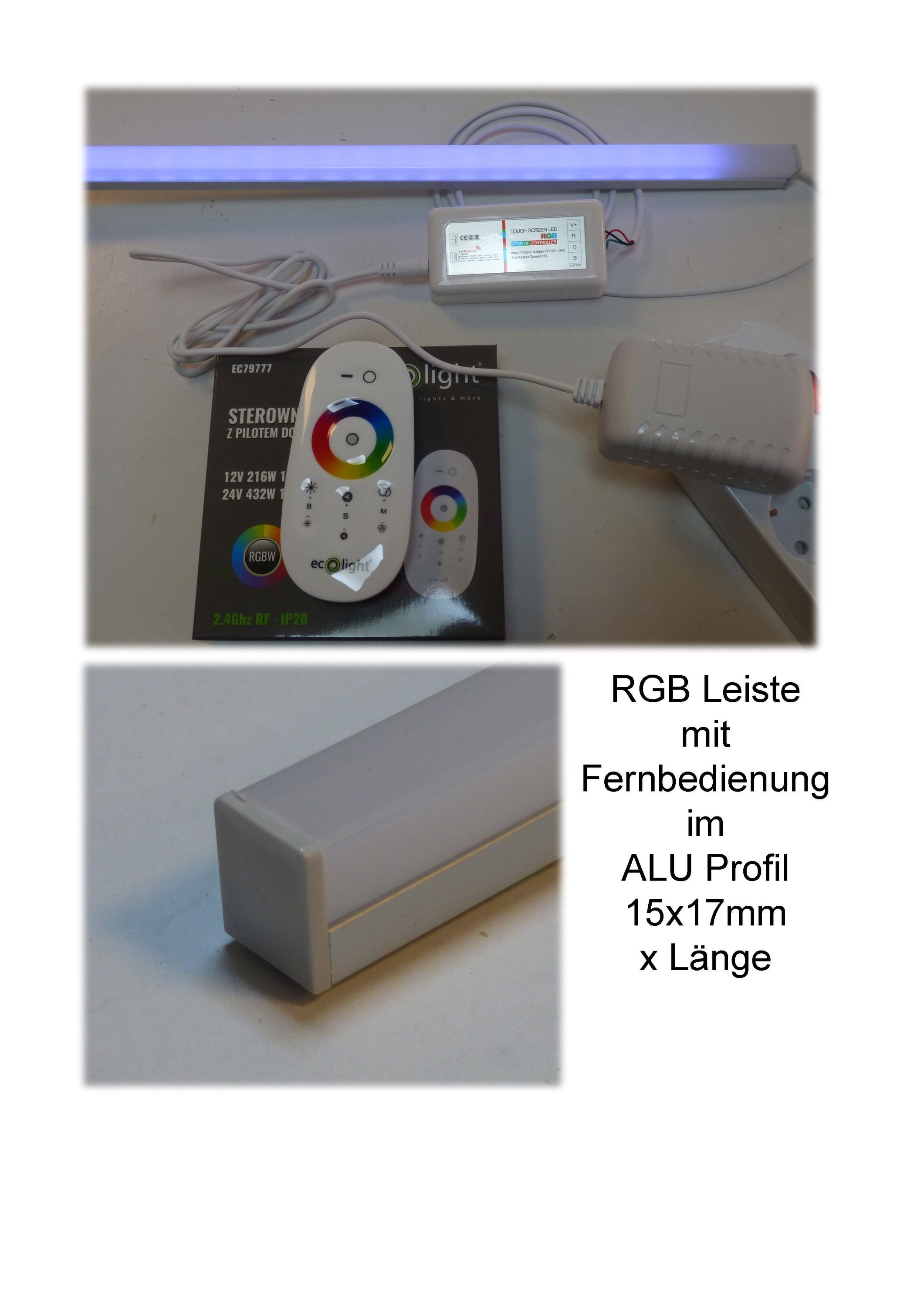 XENON LED Wandleuchte 5170 LED ALU Leuchte Aufsatz 1m 5050er LED RGB Fernbedienung +Netzteil, Xenon / RGB = Mehrfarbig