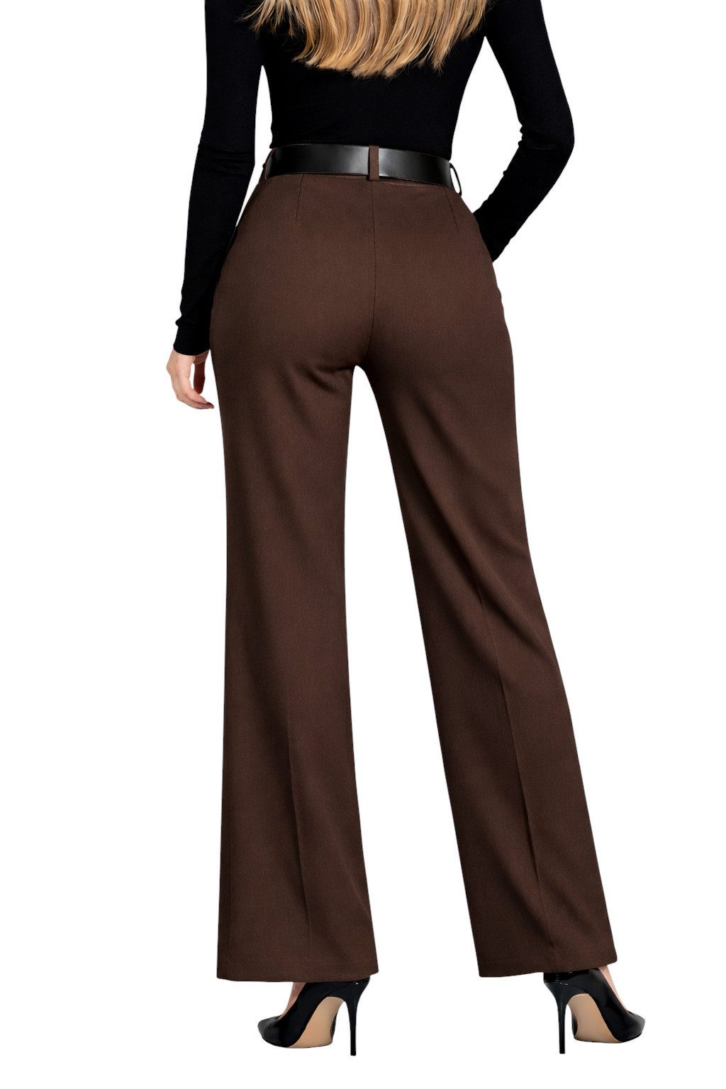 Mississhop Stretch-Hose Elegante Damenhose mit Gürtel und geradem Bein M.431