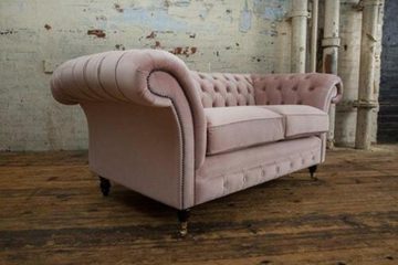 JVmoebel Chesterfield-Sofa, Cheserfield Samt Sofa 2 Sitzer Designer Couchen Couch Textil