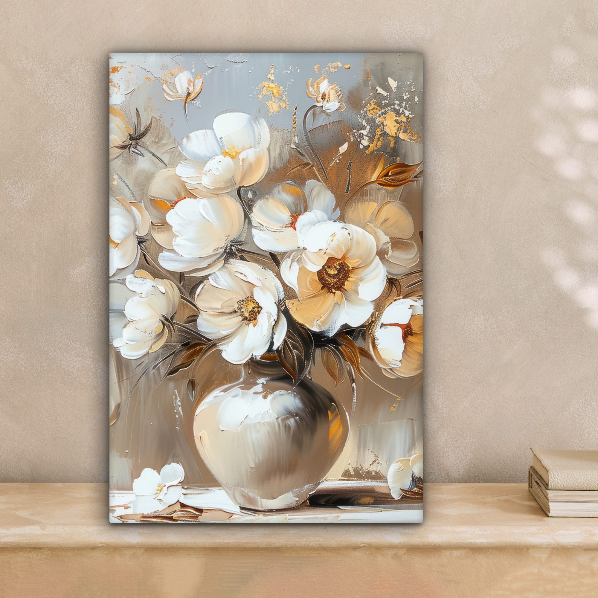 OneMillionCanvasses® Leinwandbild Vase - Blumen - Kunst - Gold, Fotodruck ( günstig online kaufen