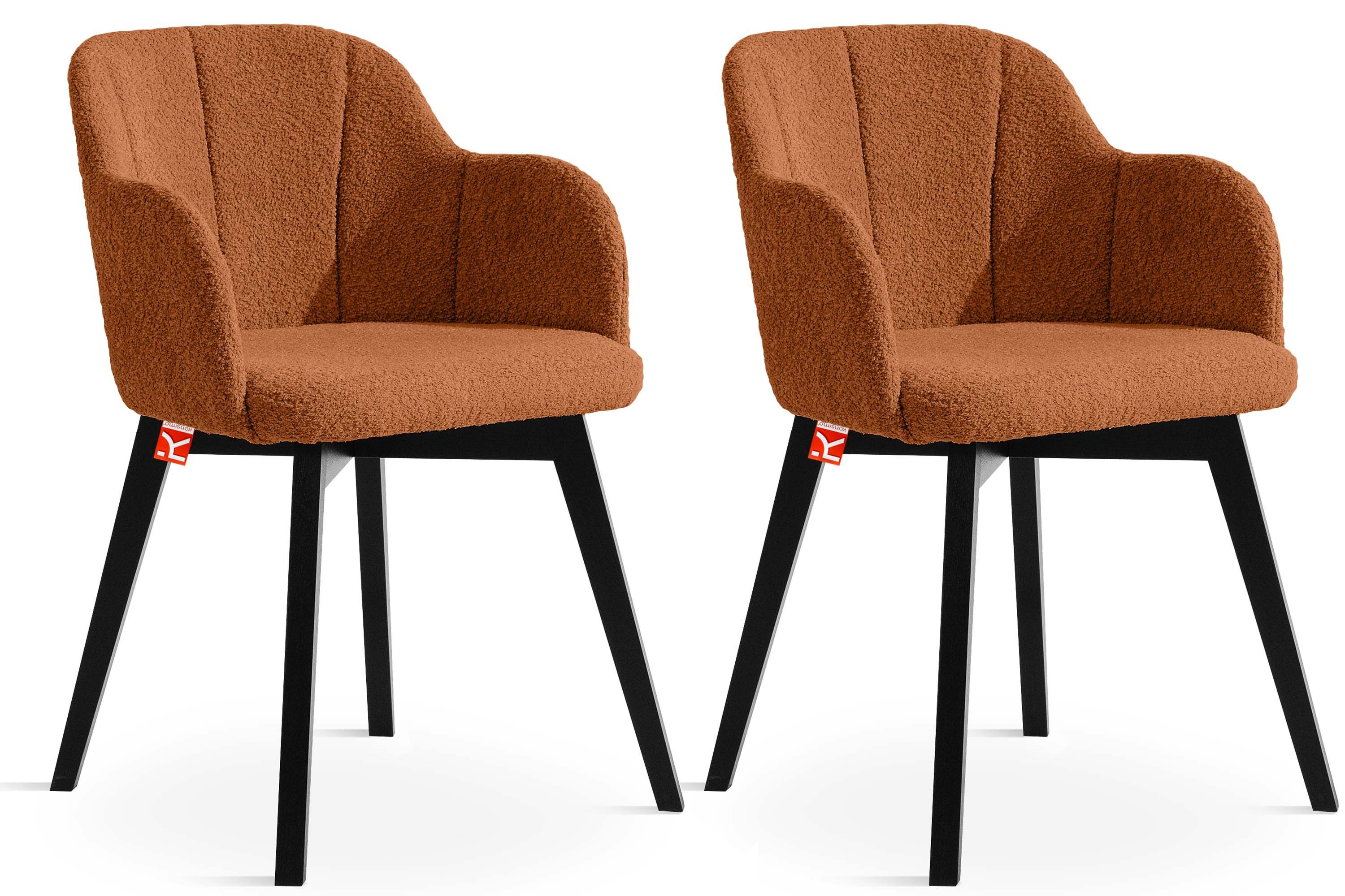 KONSIMO® Polsterstuhl LONIS Esszimmerstühle (2er Set), Loungesessel, hergestellt in der EU, (Boucléstoff, 2 St), superstabiler schwarz Buchenholzrahmen, Modern, mit Armlehnen