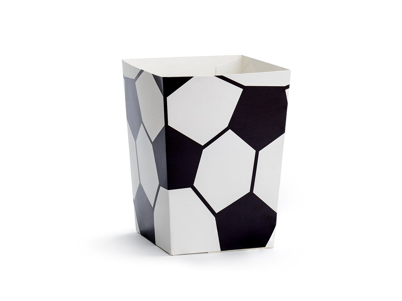 partydeco Dose, Popcorntüten Fußball 7x7x12,5 cm 6er Set schwarz weiß