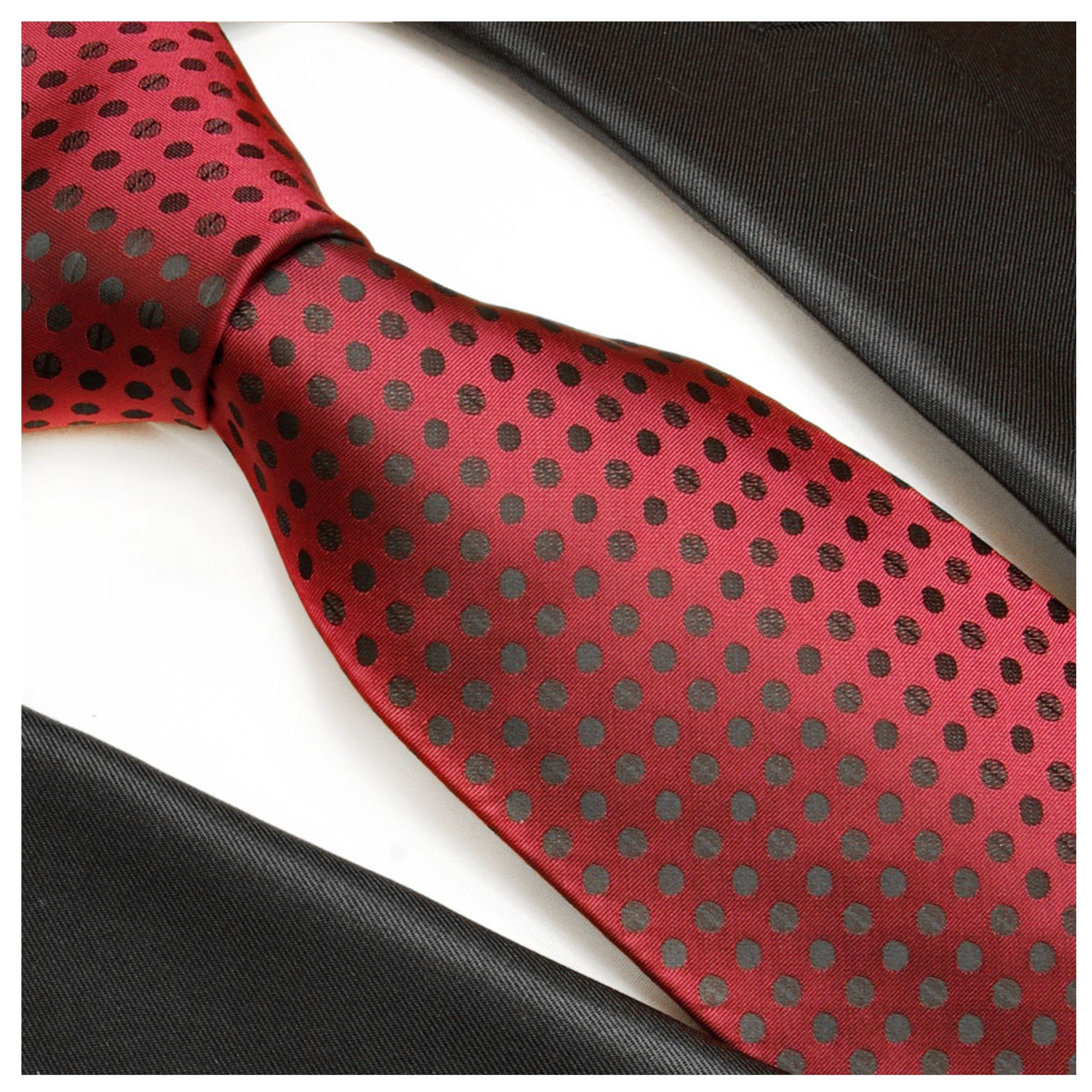 V22 Breit gepunktet Krawatte - schwarz (8cm), - Paul Mikrofaser Hochzeitskrawatte Herren Malone rot Bräutigam
