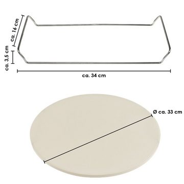 bremermann Pizzastein Pizzastein rund Ø 33 cm mit Pizzaschaufel und Serviergestell