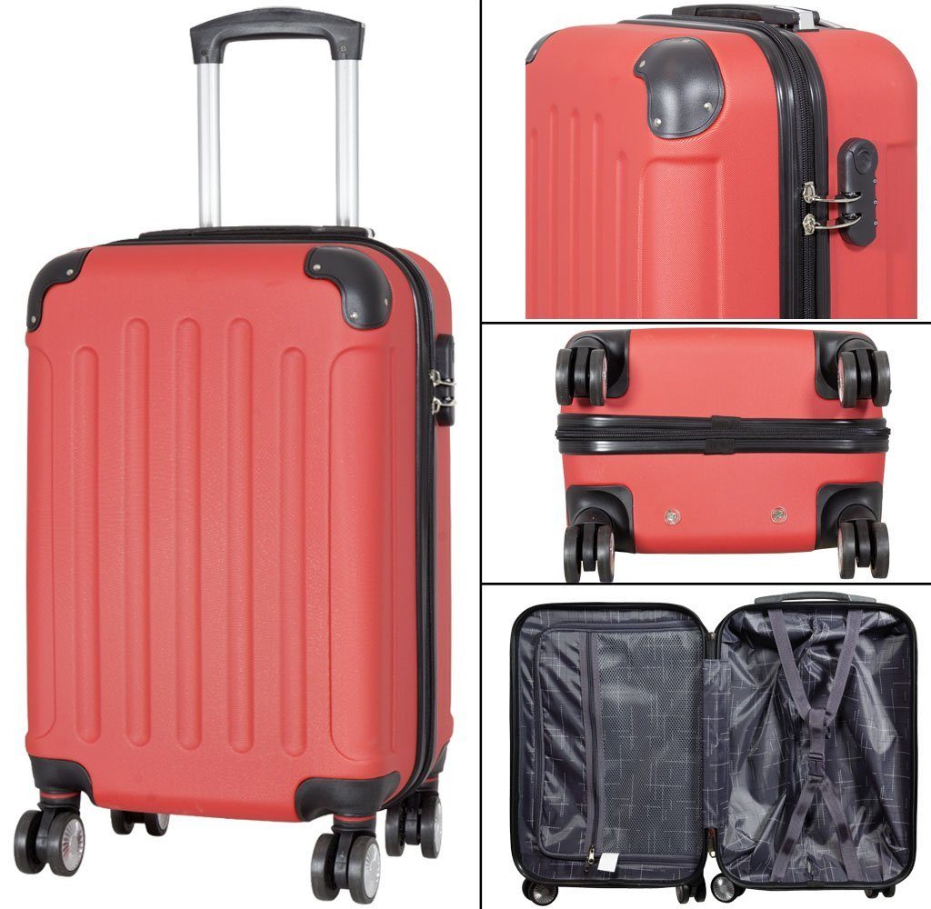 MONOPOL® Hartschalen-Trolley Hartschalen-Trolley & Hartschale Zahlenschloss Reisekoffer Hartschale & Rollen Doppelrollen, ABS 4 & Teleskopgriffe M-L-XL