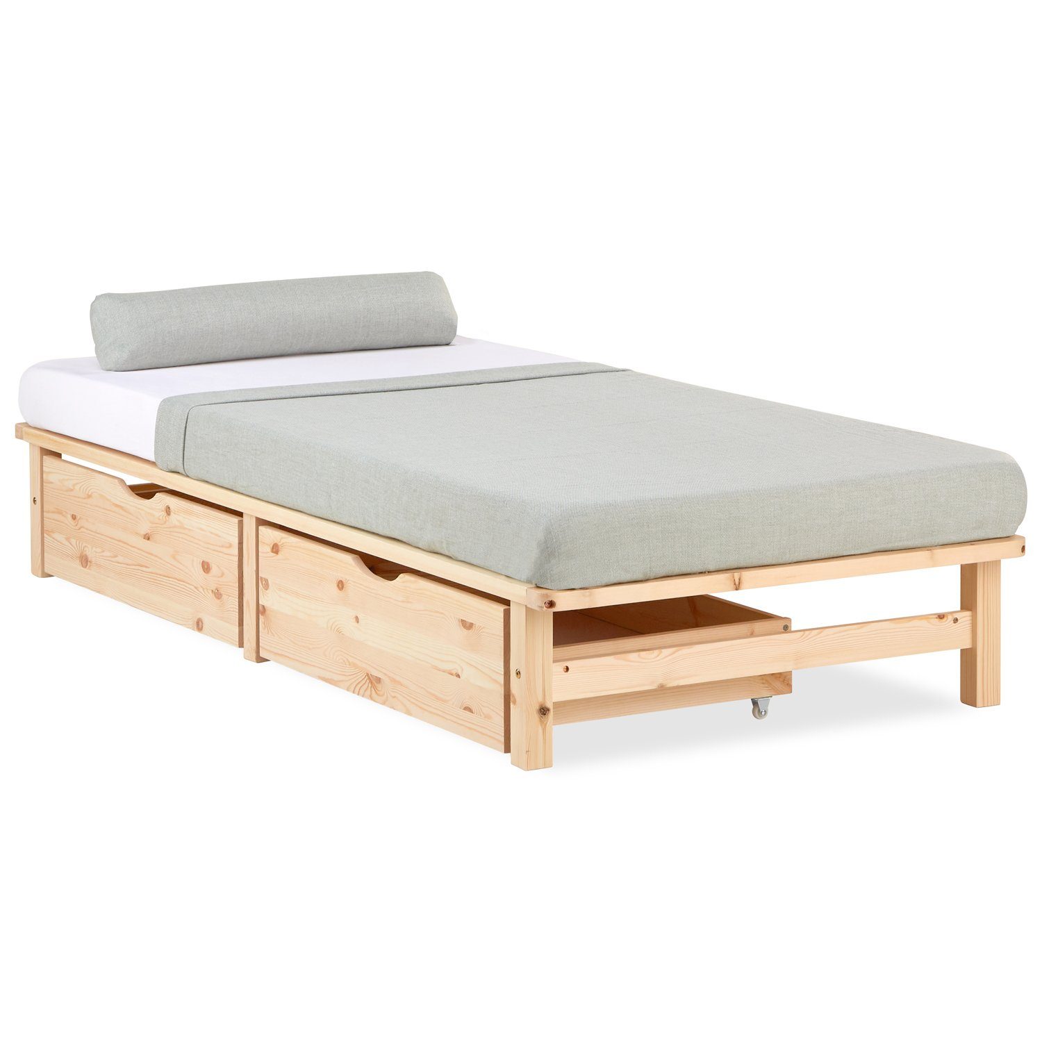 Bettschubkasten Bettkasten 2er Set Holz Aufbewahrung mit Rollen Bettschublade Bett