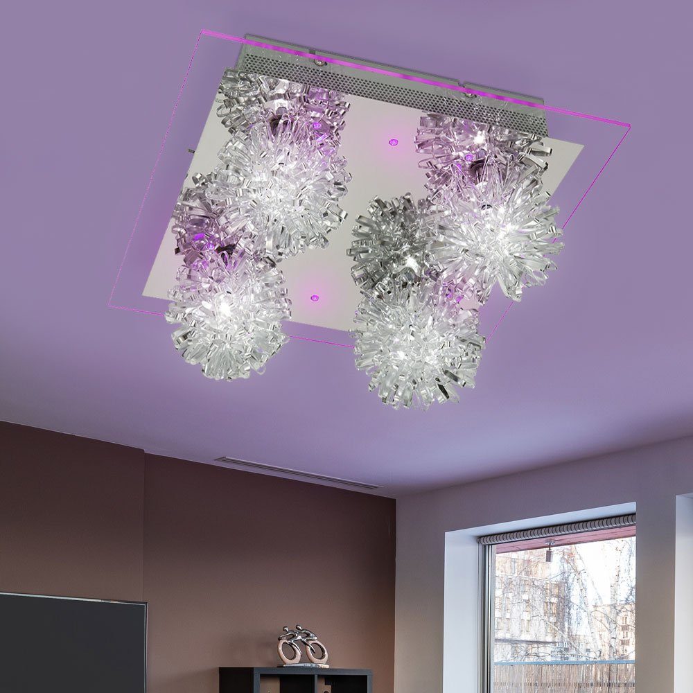 etc-shop LED Deckenleuchte, 990013-4 Glas Warmweiß, Leuchtmittel LED Deckenlampe Deckenleuchte inklusive, Metall Alu violett SAPHIR
