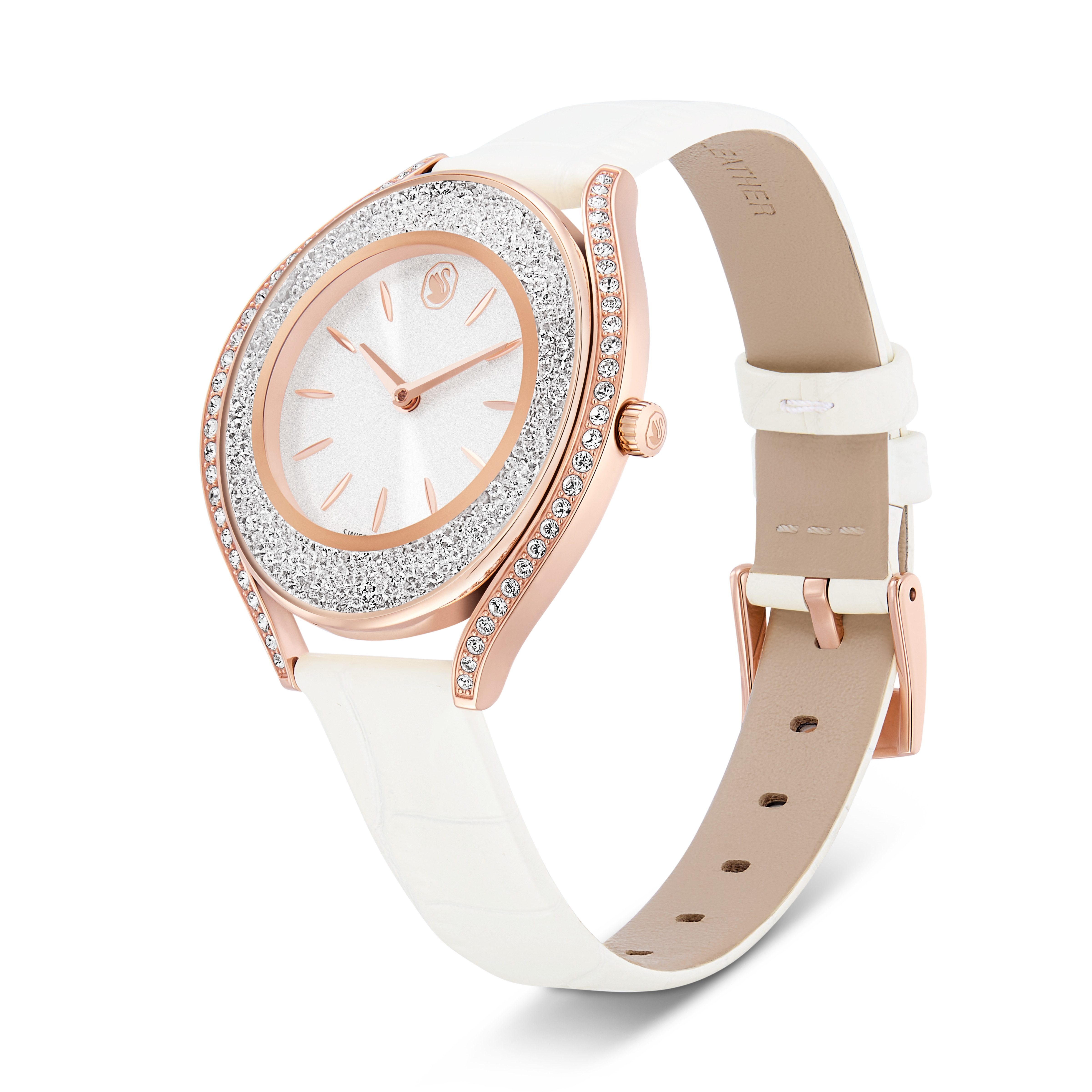 Swarovski Quarzuhr CRYSTALLINE 5730146, Armbanduhr, Damenuhr, Swiss Made, Lederarmband, analog
