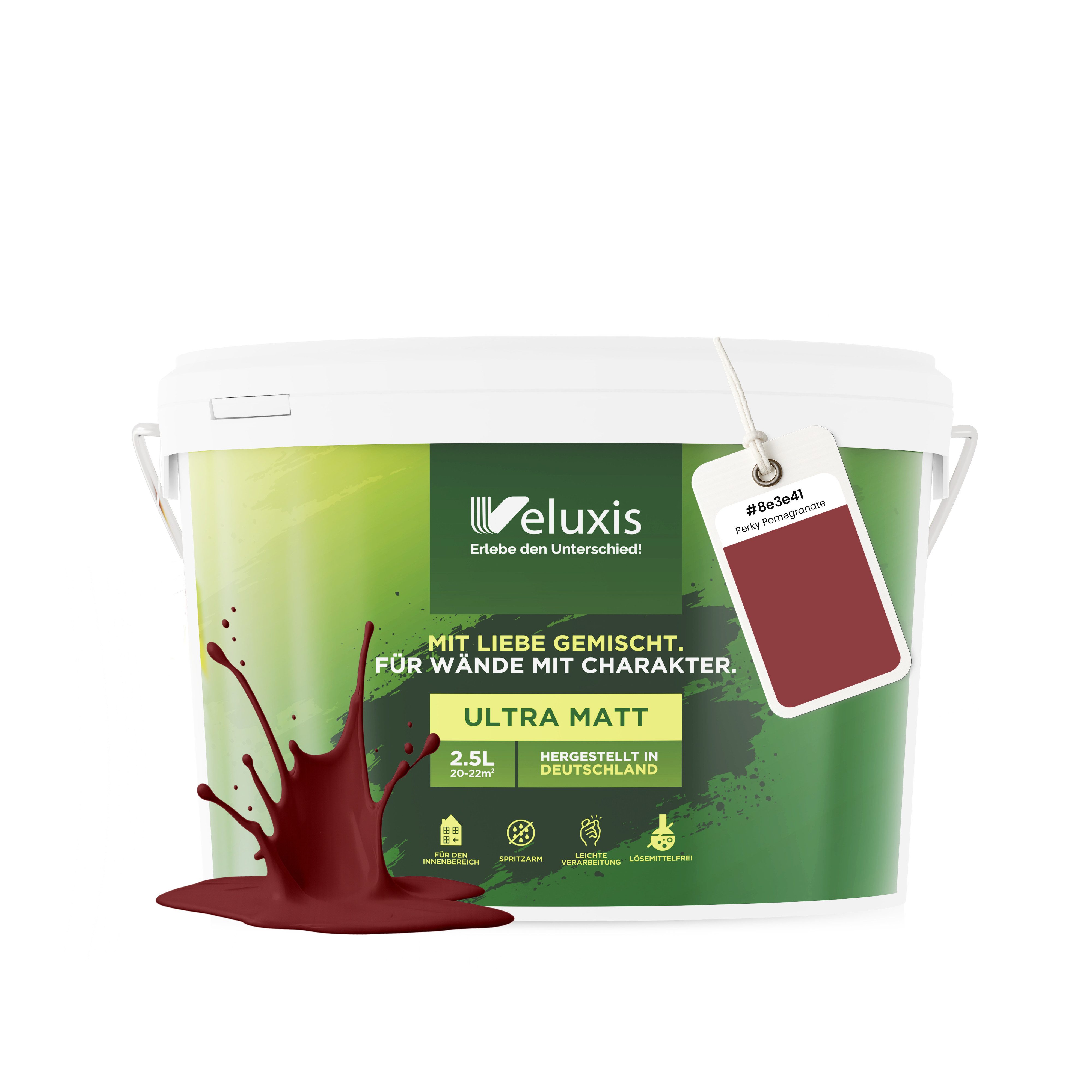 Veluxis Wandfarbe Veluxis® Wandfarbe Universal, Deckkraft-Klasse 1, Streifenfrei, tropfarm & VOC-frei