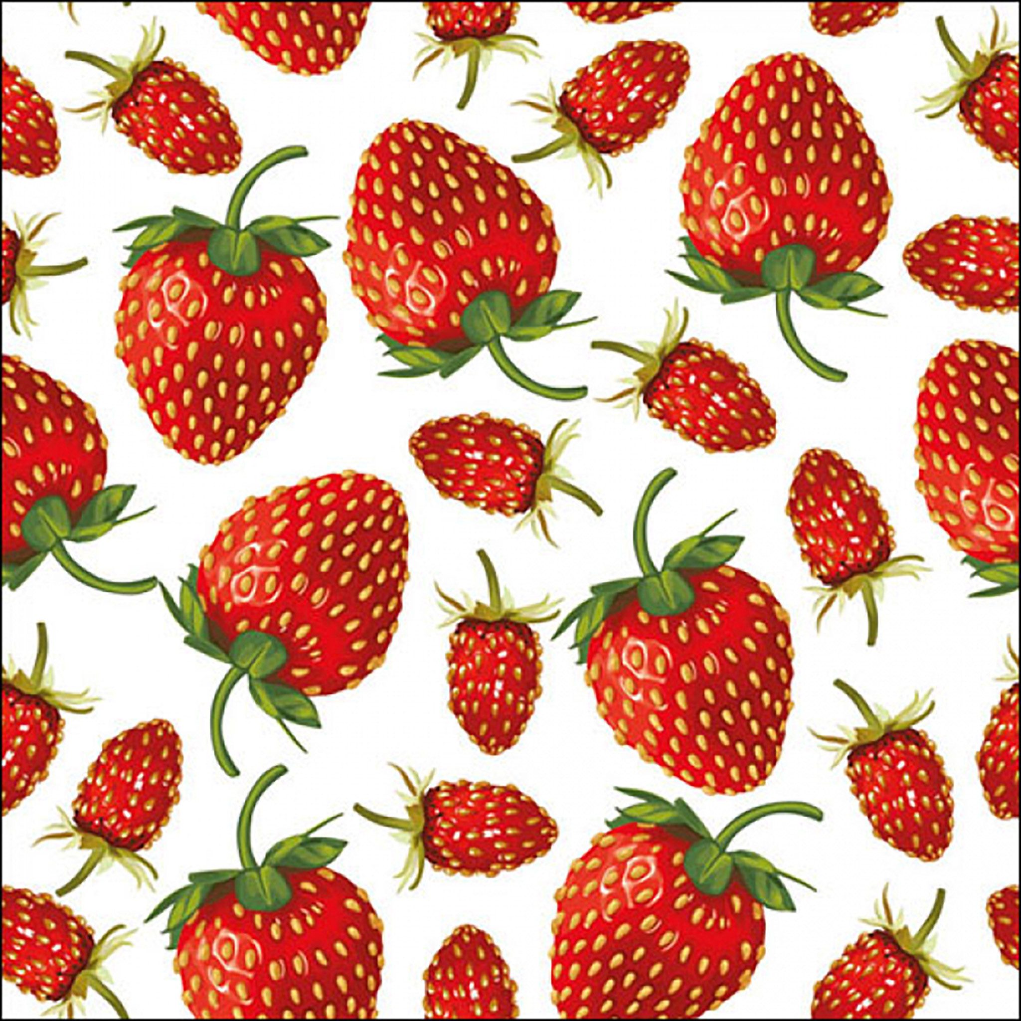 Ambiente Luxury Paper Products Papierserviette, Servietten Papier 33x33cm 3-lagig mit Erdbeeren Motiv 20 Stück