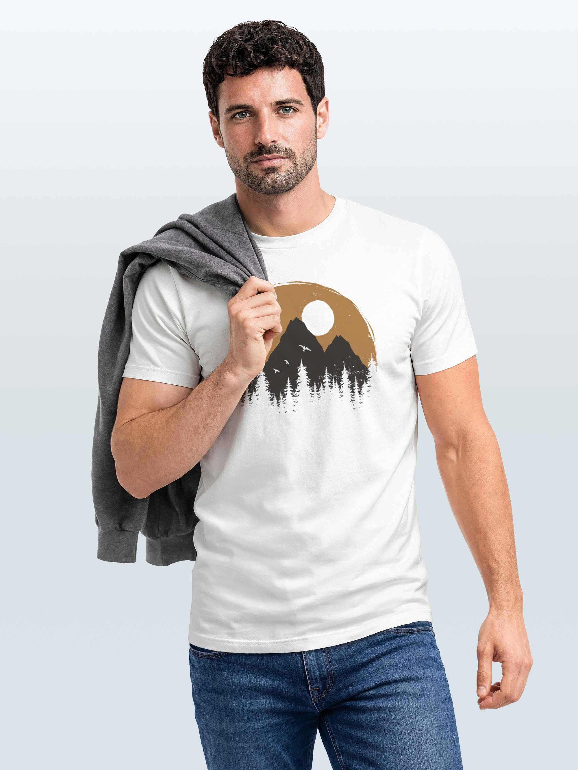 Neverless Print-Shirt Herren T-Shirt Outdoor Print Natural Badge Logo Wandern Fashion mit Print