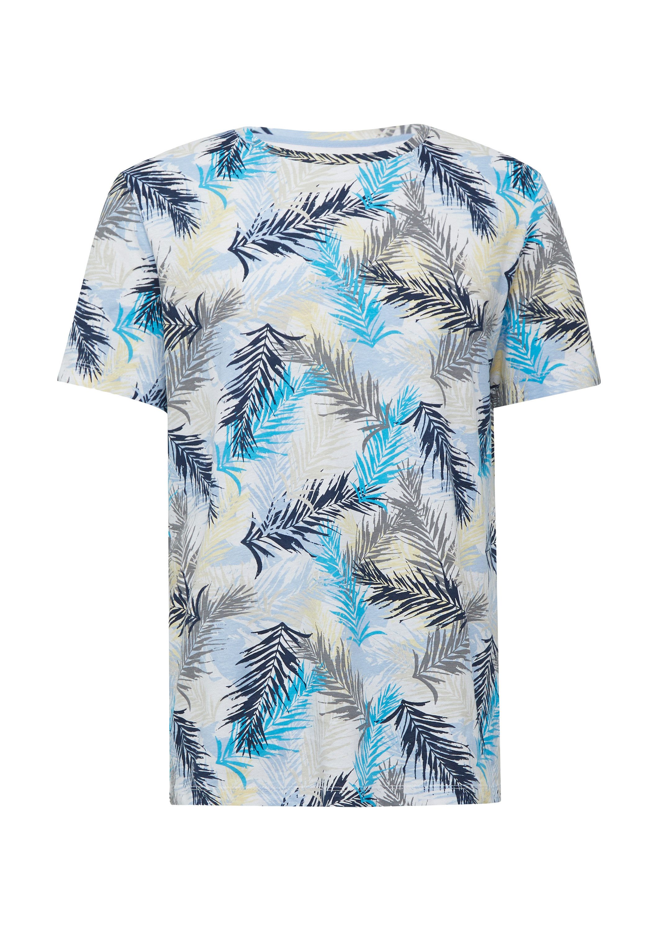 s.Oliver Kurzarmshirt T-Shirt T-Shirt aus Leinenmix mit All-over-Print