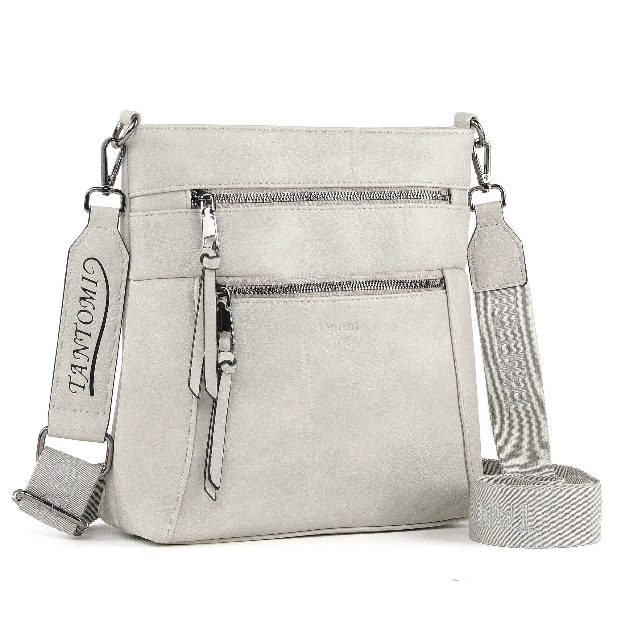 TANTOMI Schultertasche Damen Umhängetasche mit Mehreren Fächern und RFID-Schutz (Crossbody Bag aus PU-Leder mit verstellbarem Schultergurt), Ideal für Alltag, Reisen, Arbeit, Shopping und Spaziergänge