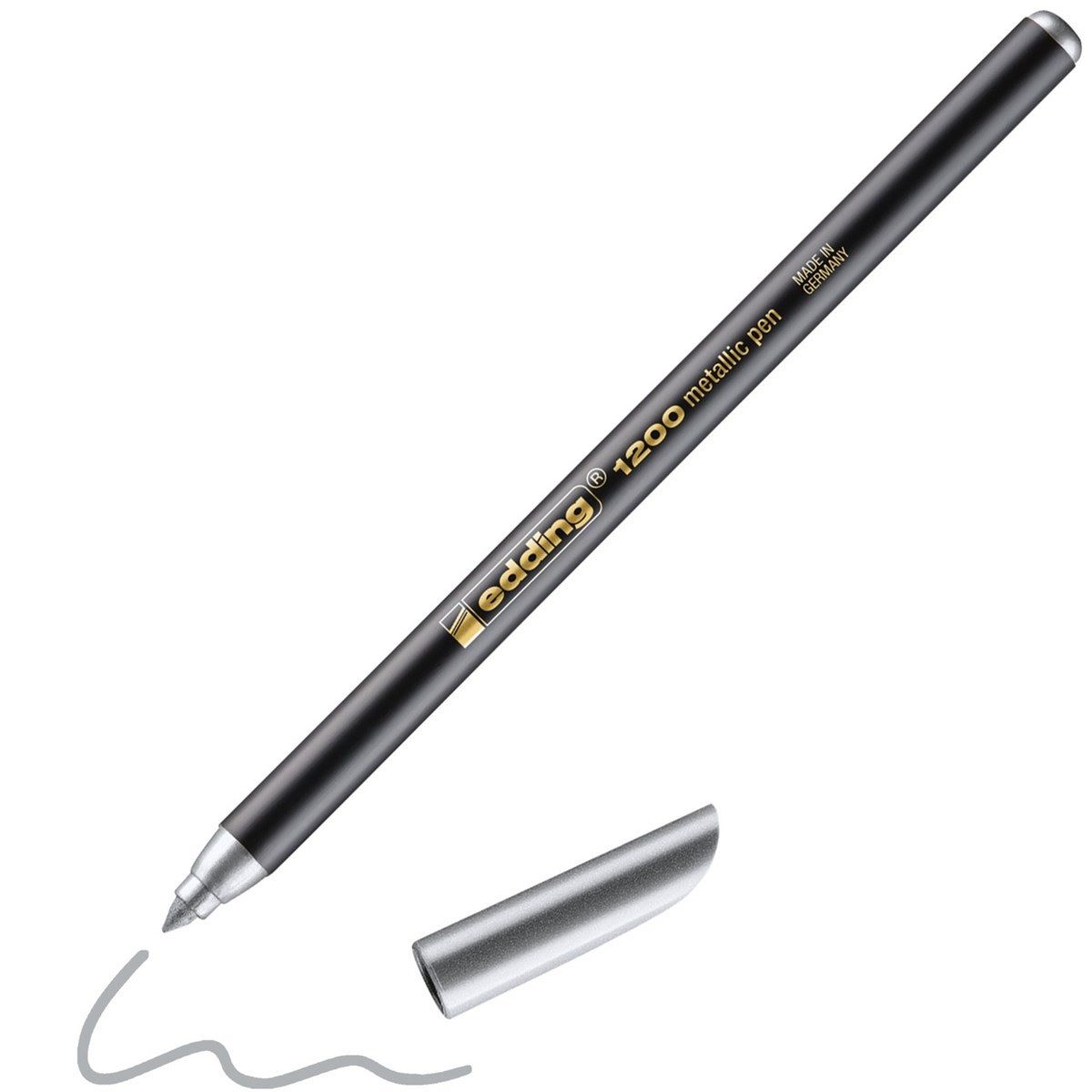 edding Faserstift Fasermaler 1200 metallic Rundspitze silber, deckende Metallictinte