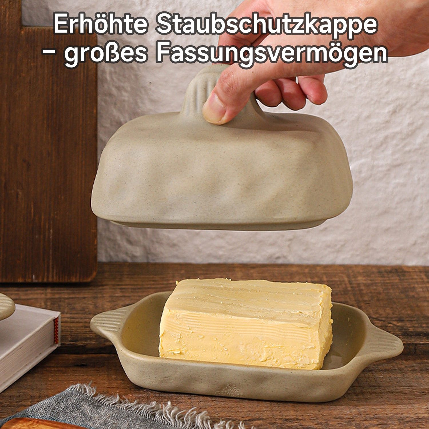 OSTWOLKE Butterdose Butterschale Butterglocke Butterbehälter mit Deckel und Buttermesser – Bild 5 von 5