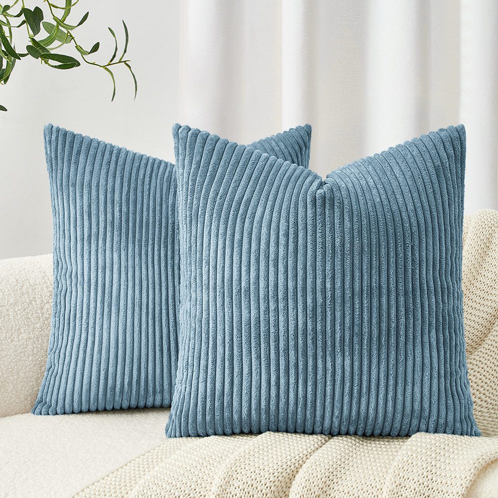 Topfinel Kissenbezug gestreiftes Muster,2er Set Kissenhülle Dekokissen Kissenbezug, Kordsamt 40x40 Sofakissen Couchkissen Zierkissenbezug Dekokissen